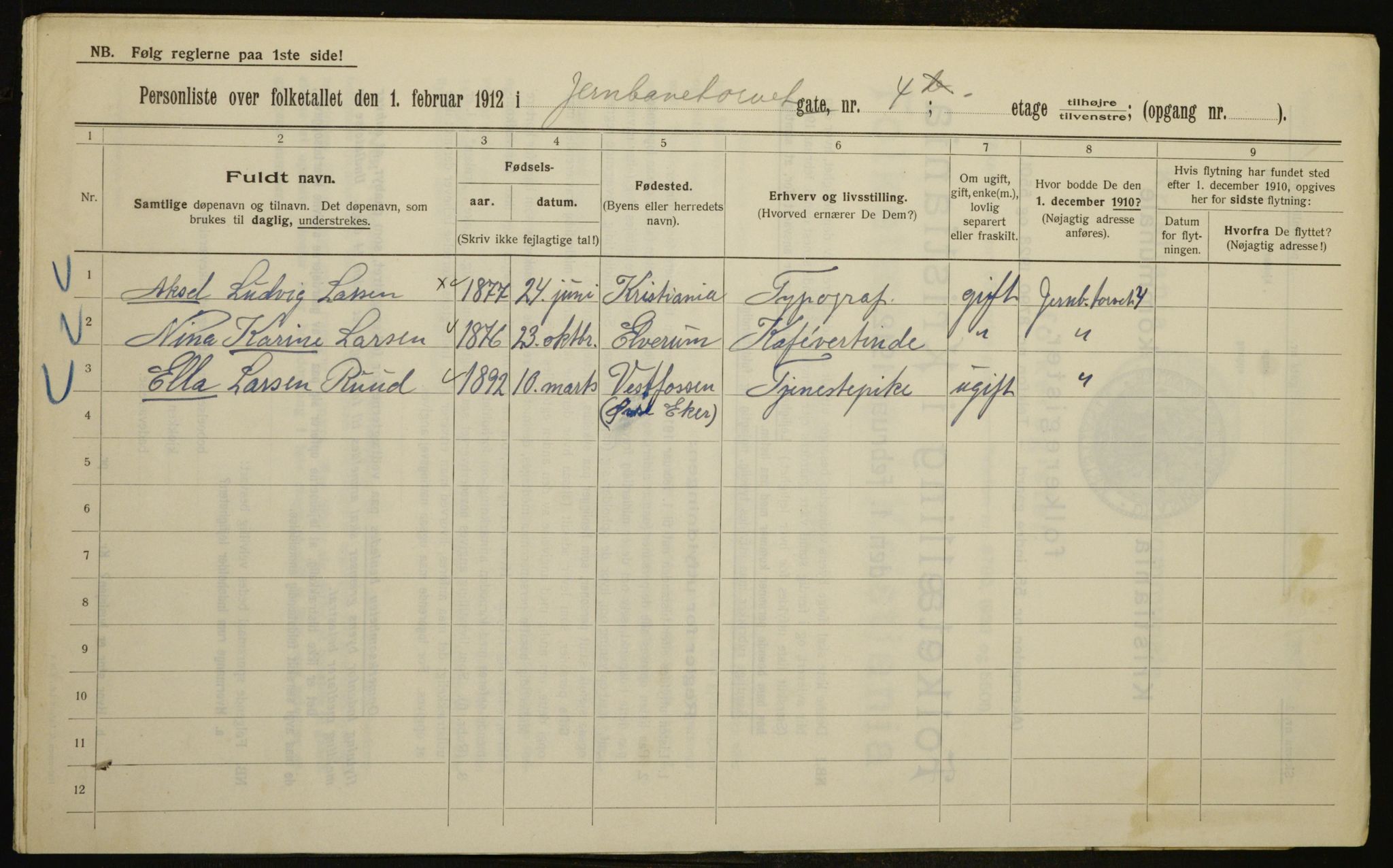 OBA, Kommunal folketelling 1.2.1912 for Kristiania, 1912, s. 47242