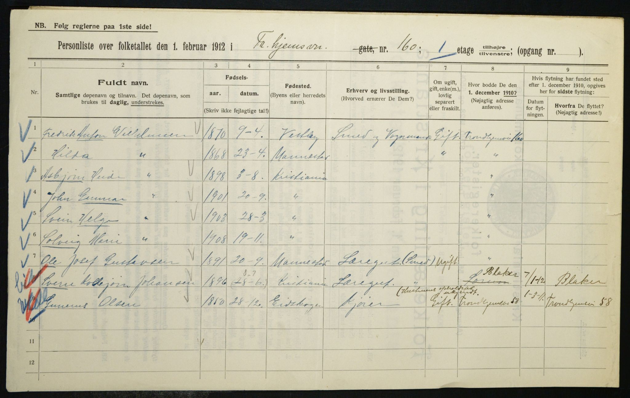 OBA, Kommunal folketelling 1.2.1912 for Kristiania, 1912, s. 117358