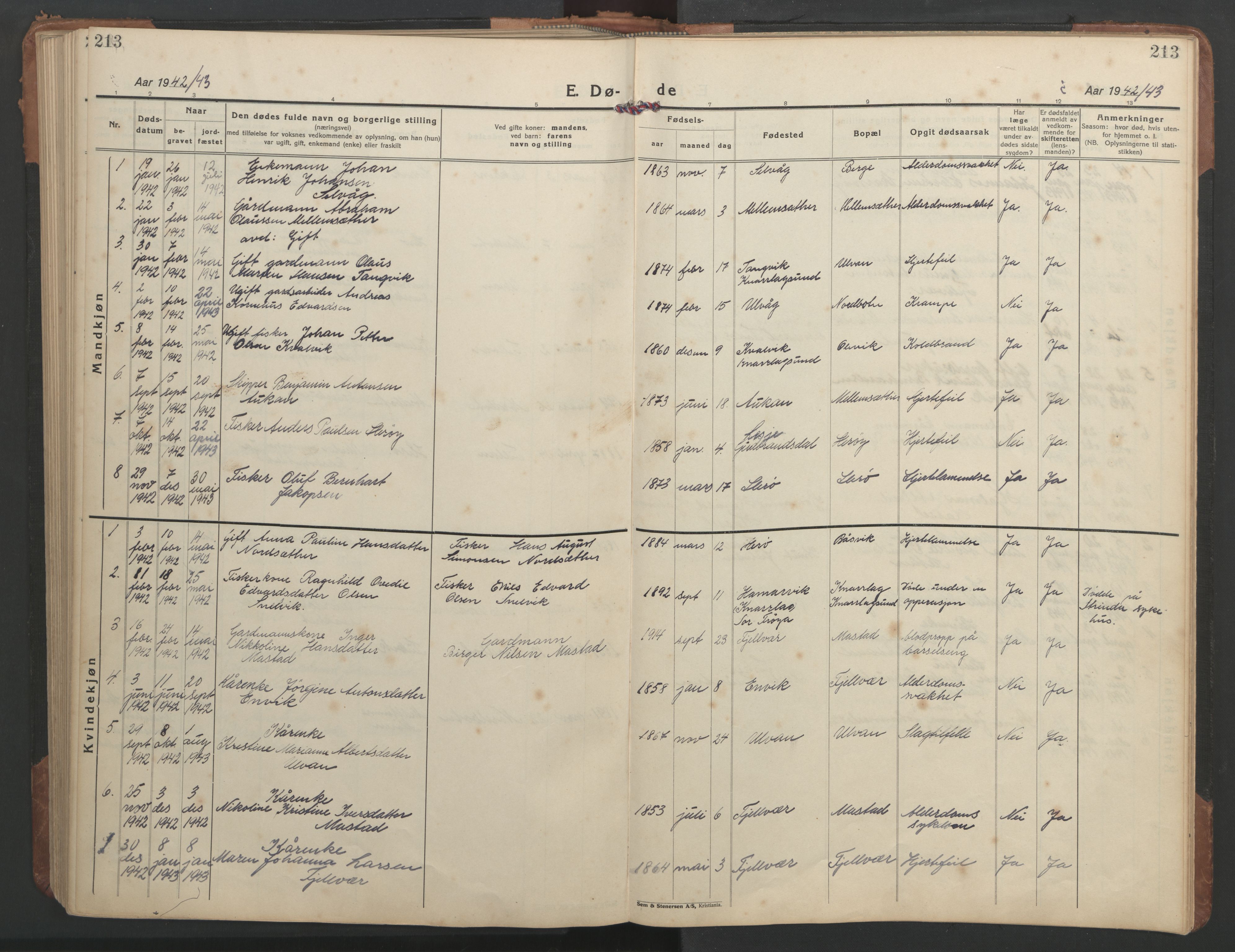 Ministerialprotokoller, klokkerbøker og fødselsregistre - Sør-Trøndelag, AV/SAT-A-1456/638/L0569: Klokkerbok nr. 638C01, 1923-1961, s. 213