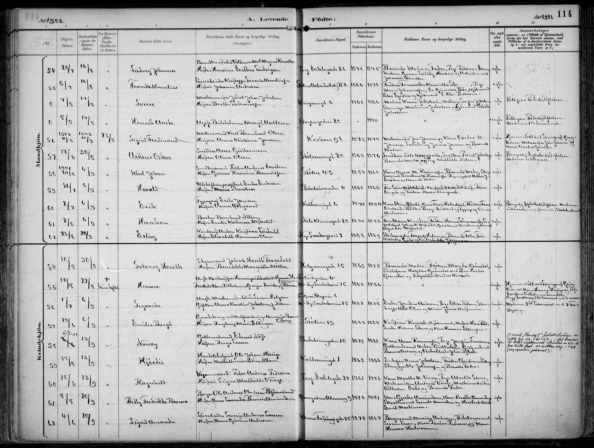 Mariakirken Sokneprestembete, AV/SAB-A-76901/H/Hab/L0005: Klokkerbok nr. A 5, 1893-1913, s. 114
