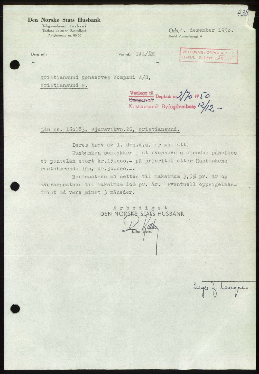 Kristiansund byfogd, AV/SAT-A-4587/A/27: Pantebok nr. 50, 1950-1950, Dagboknr: 2170/1950