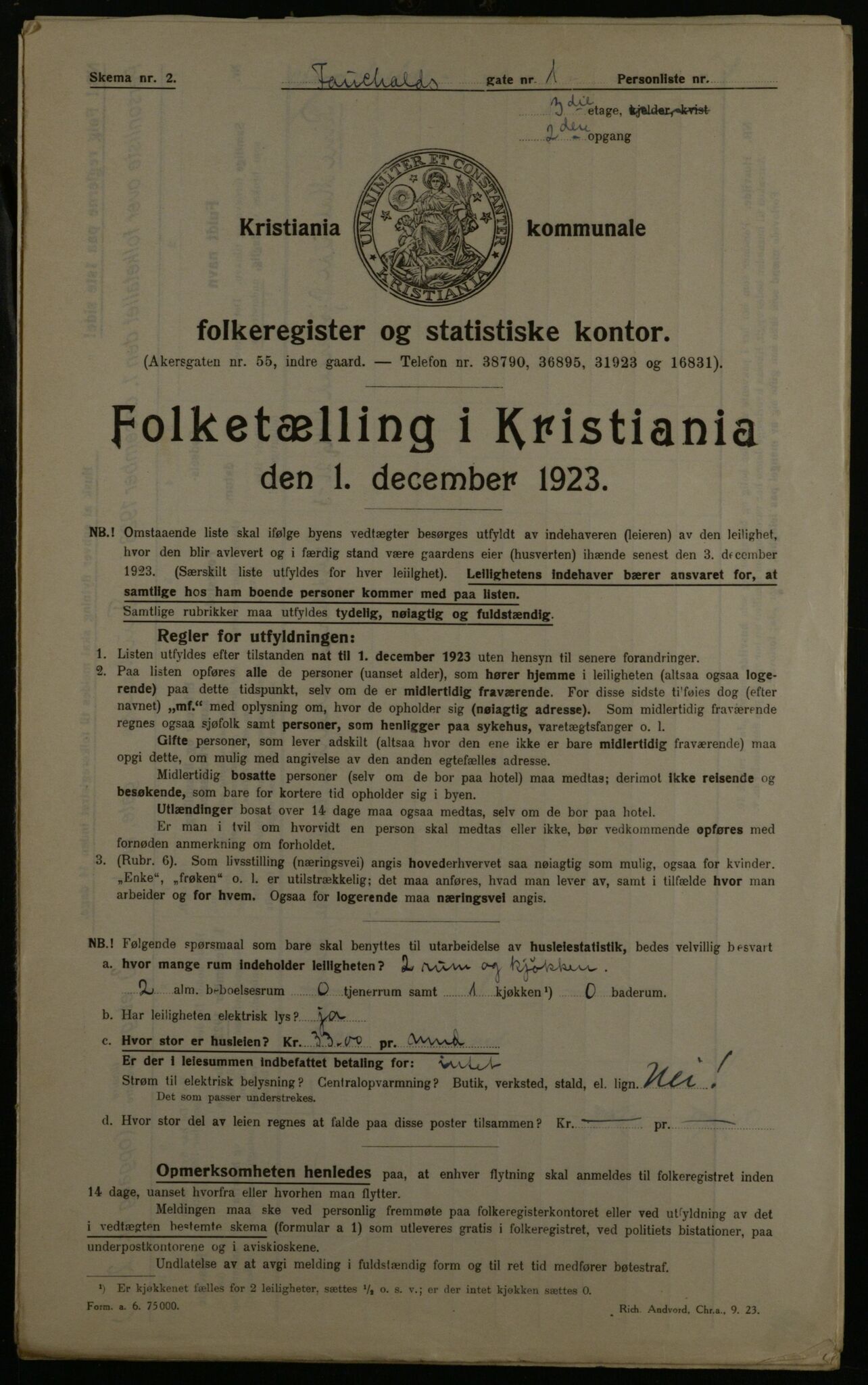 OBA, Kommunal folketelling 1.12.1923 for Kristiania, 1923, s. 26568