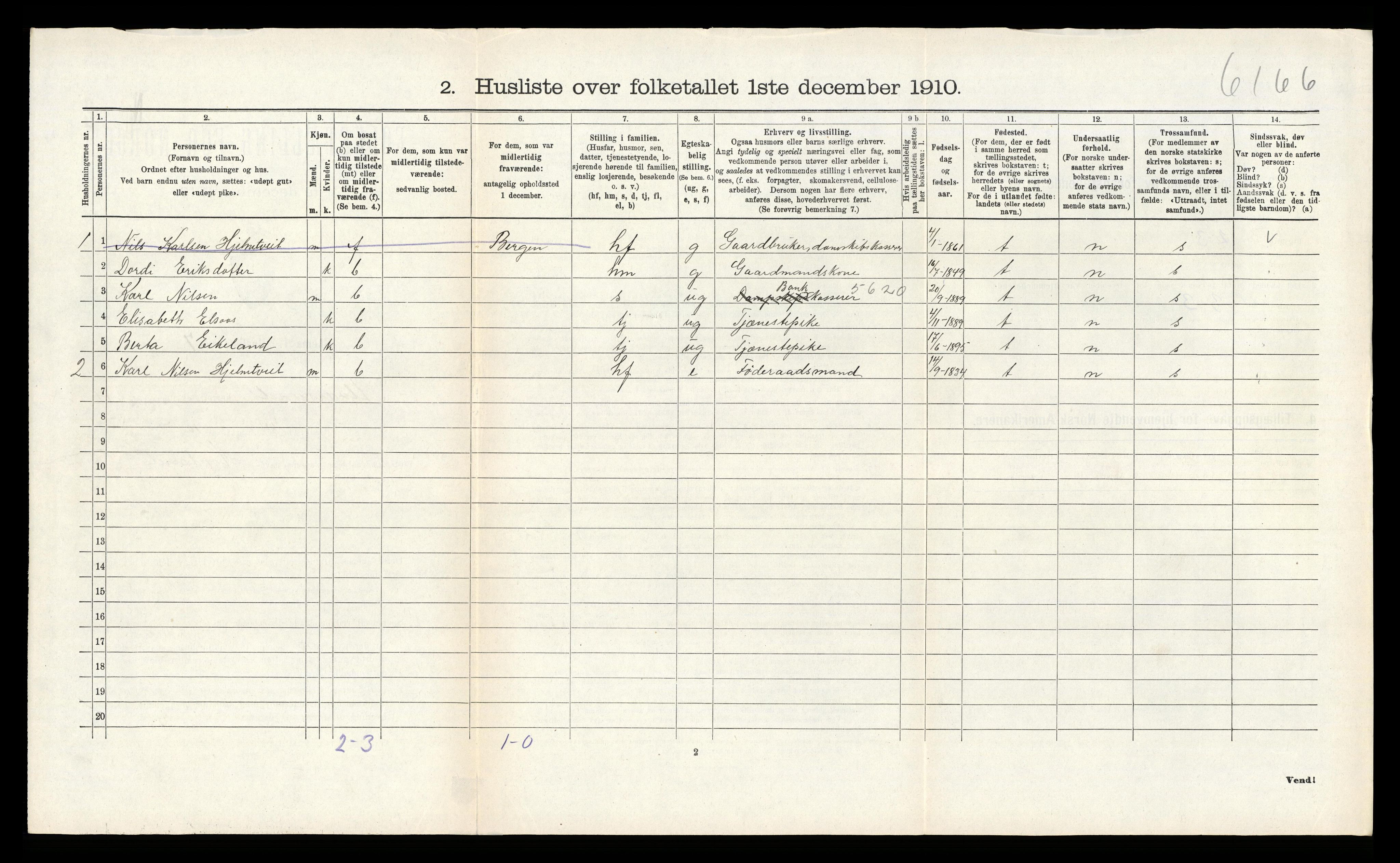 RA, Folketelling 1910 for 1257 Alversund herred, 1910, s. 1001