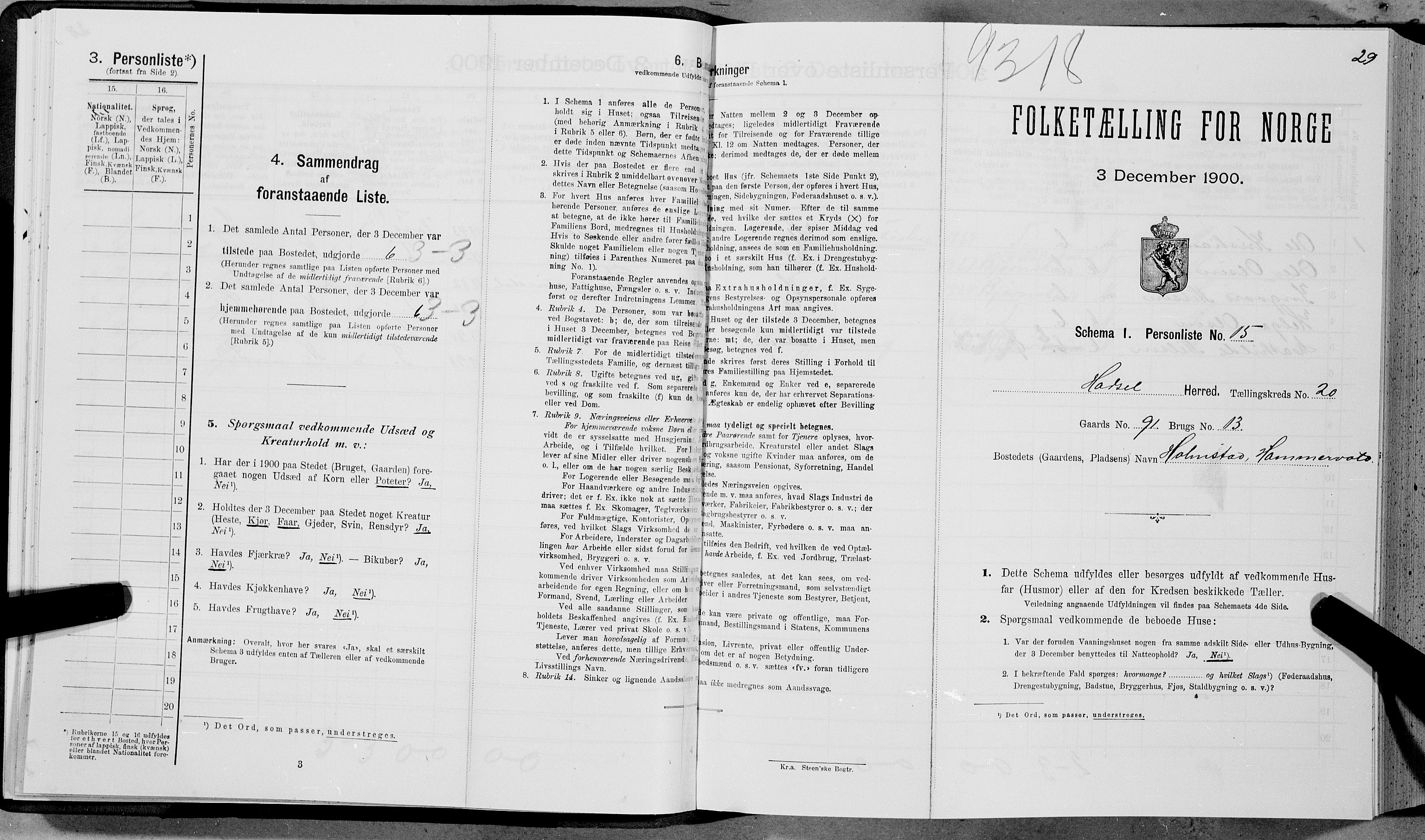 SAT, Folketelling 1900 for 1866 Hadsel herred, 1900, s. 1924