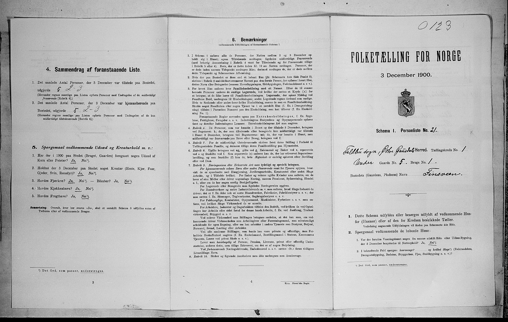 SAH, Folketelling 1900 for 0522 Østre Gausdal herred, 1900, s. 124