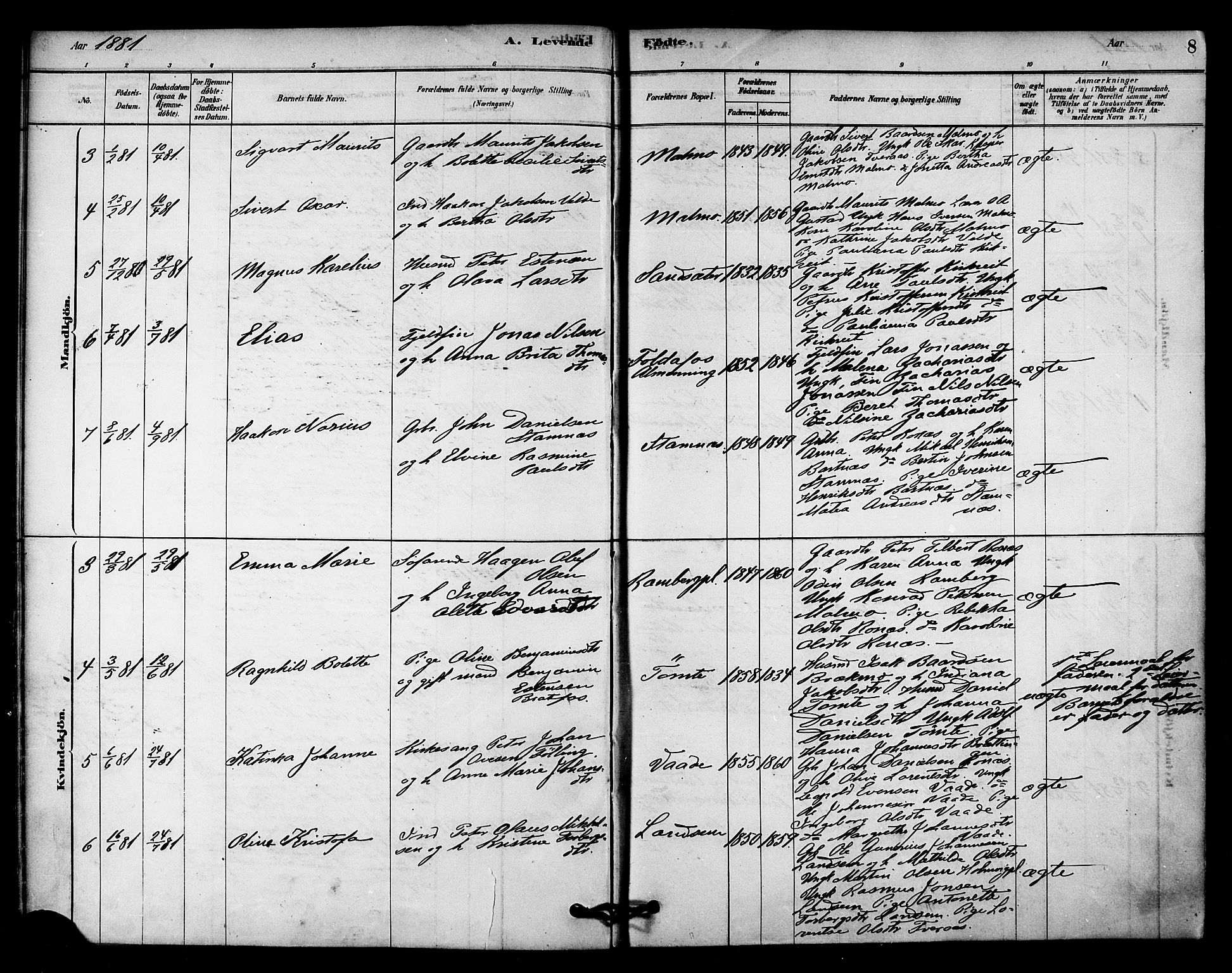 Ministerialprotokoller, klokkerbøker og fødselsregistre - Nord-Trøndelag, AV/SAT-A-1458/745/L0429: Ministerialbok nr. 745A01, 1878-1894, s. 8