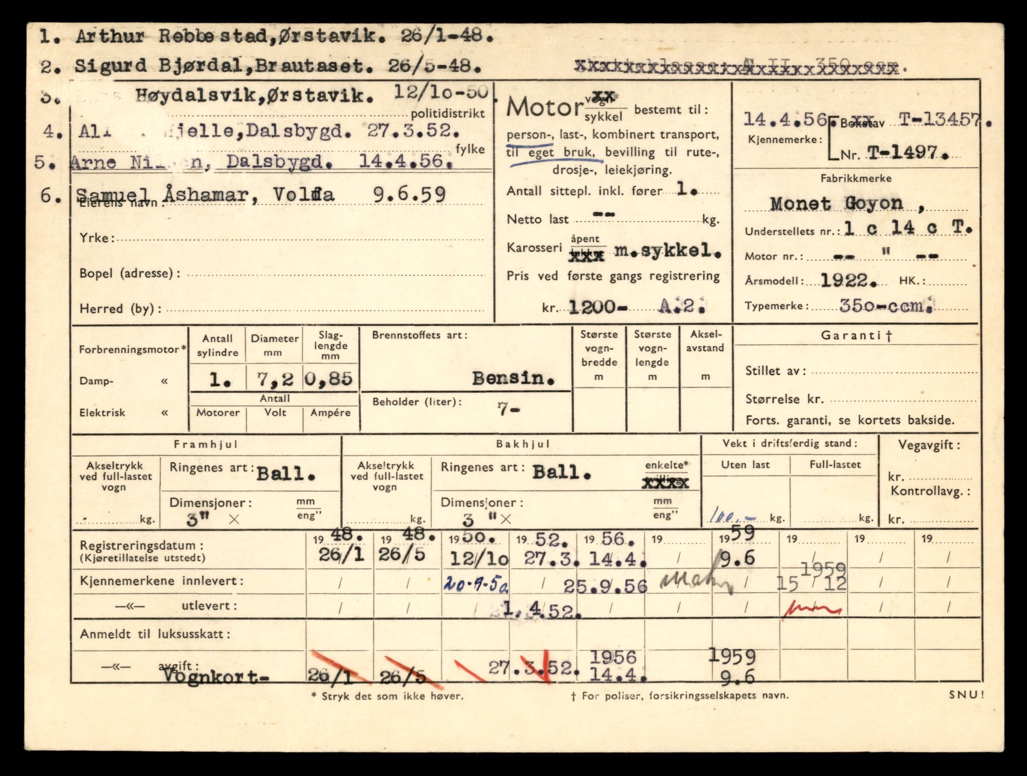 Møre og Romsdal vegkontor - Ålesund trafikkstasjon, AV/SAT-A-4099/F/Fe/L0039: Registreringskort for kjøretøy T 13361 - T 13530, 1927-1998, s. 1647