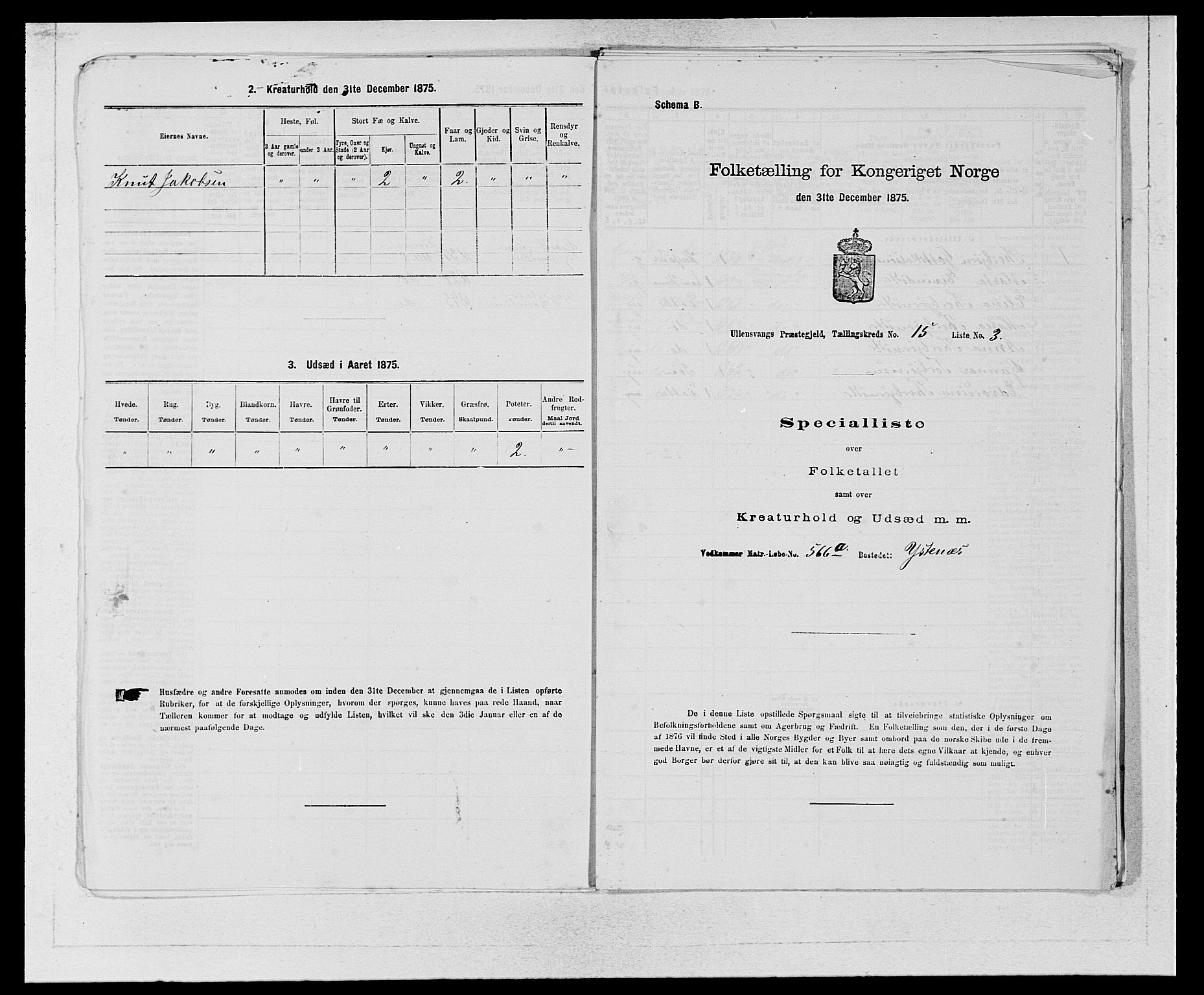 SAB, Folketelling 1875 for 1230P Ullensvang prestegjeld, 1875, s. 1468