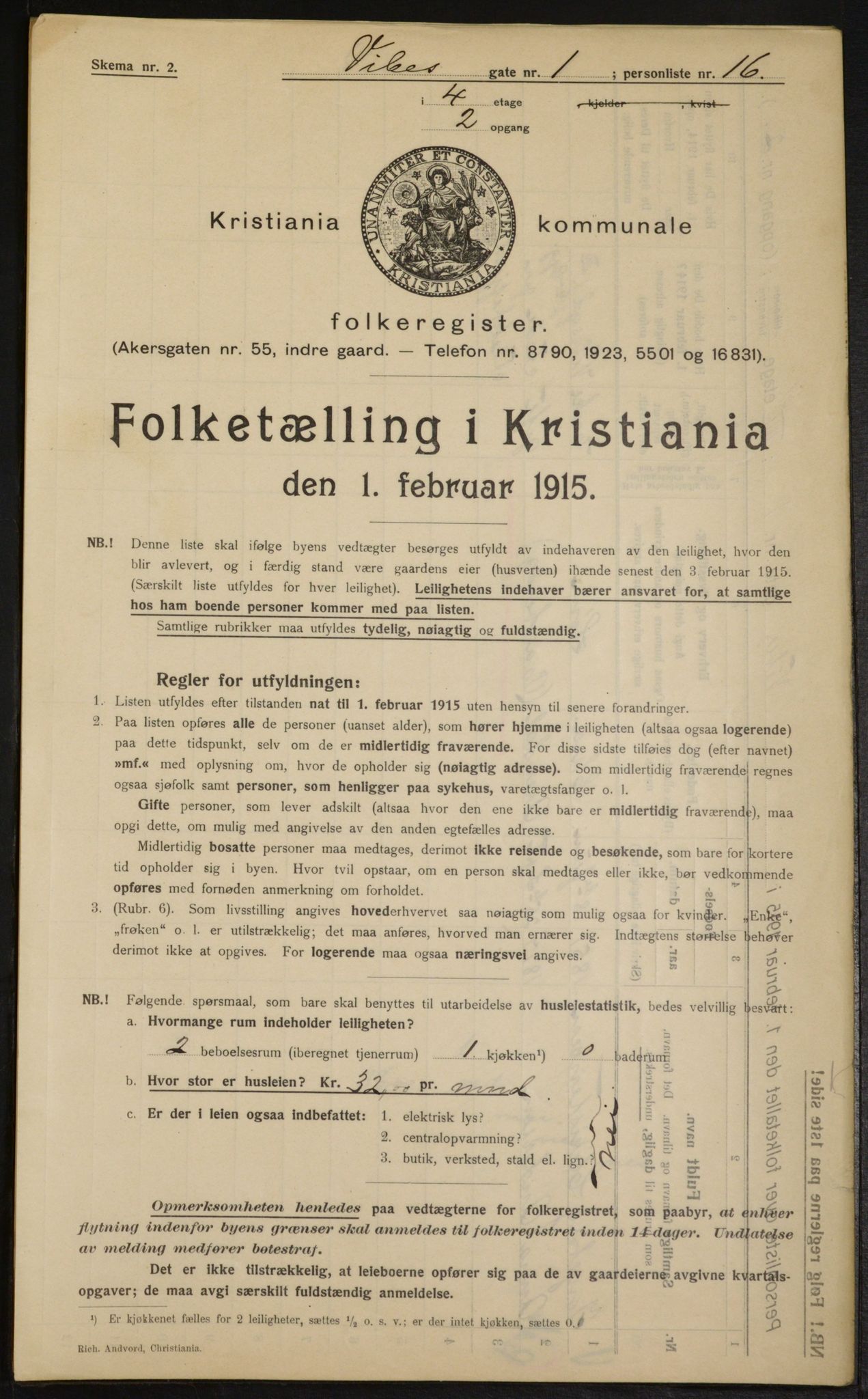 OBA, Kommunal folketelling 1.2.1915 for Kristiania, 1915, s. 123164