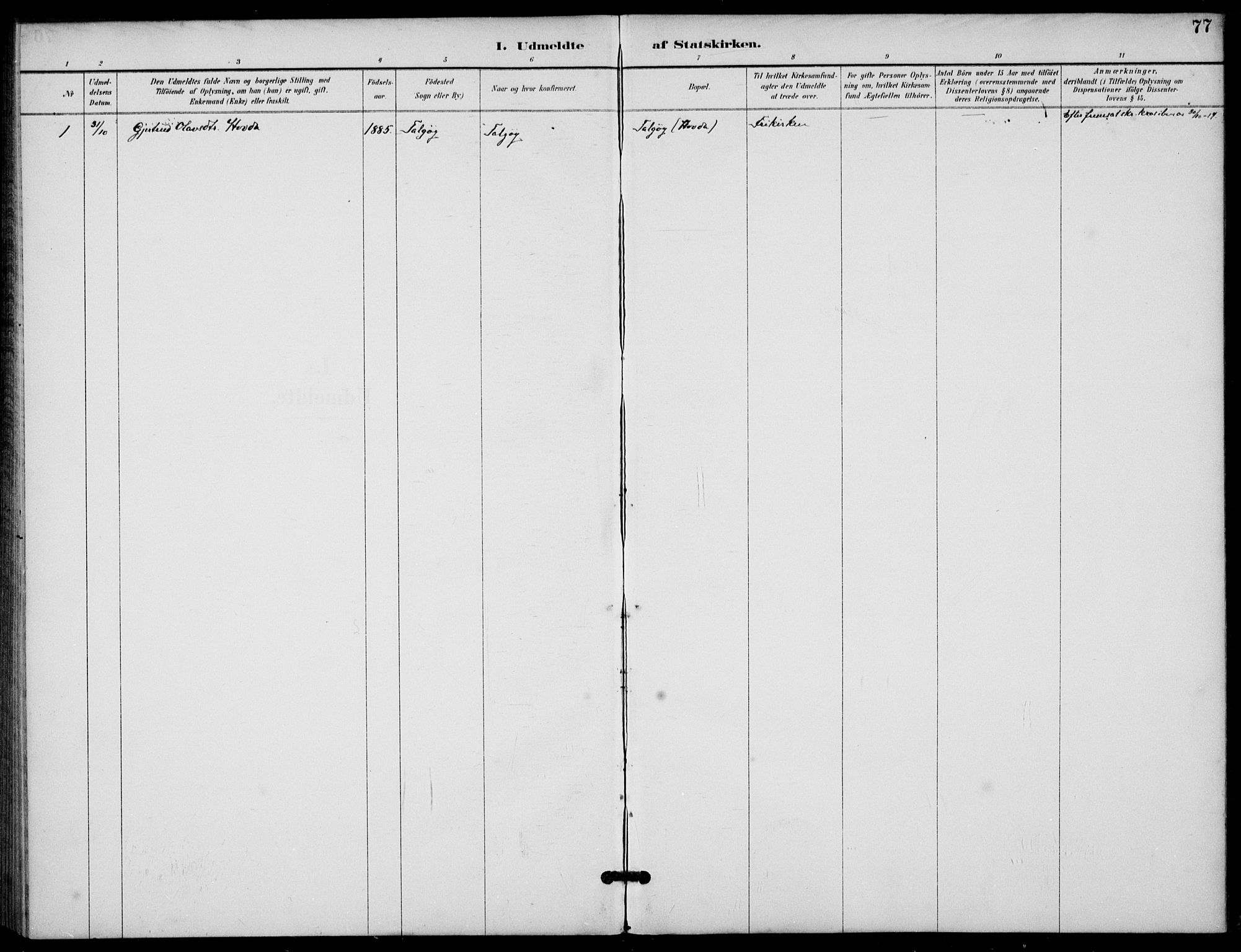 Finnøy sokneprestkontor, AV/SAST-A-101825/H/Ha/Haa/L0012: Ministerialbok nr. A 12, 1889-1917, s. 77