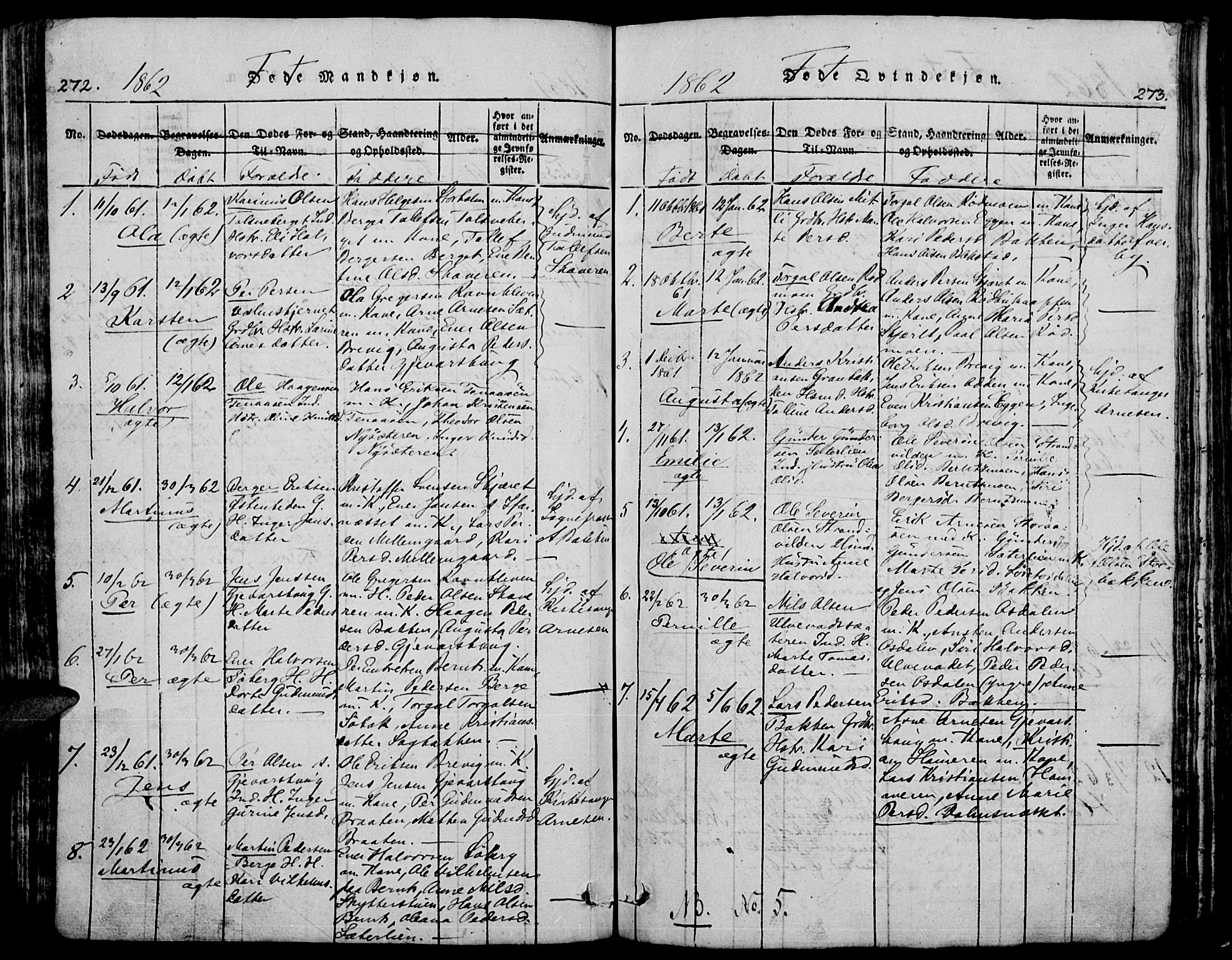 Trysil prestekontor, SAH/PREST-046/H/Ha/Hab/L0005: Klokkerbok nr. 5, 1814-1877, s. 270-271