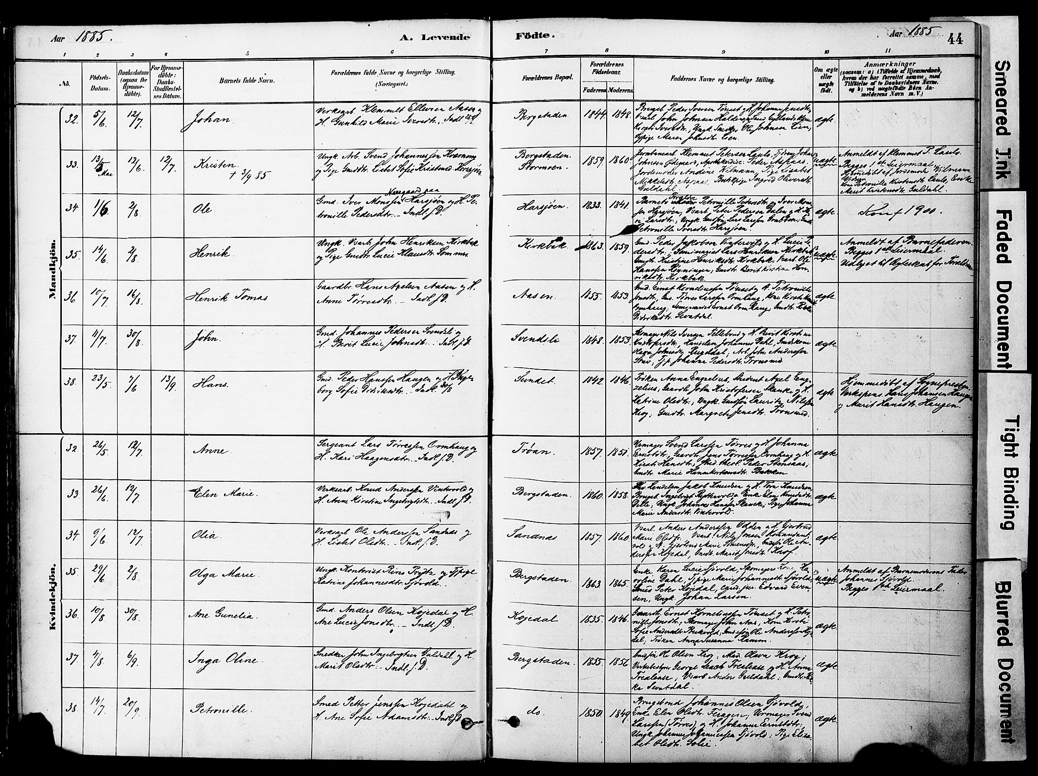 Ministerialprotokoller, klokkerbøker og fødselsregistre - Sør-Trøndelag, SAT/A-1456/681/L0933: Ministerialbok nr. 681A11, 1879-1890, s. 44