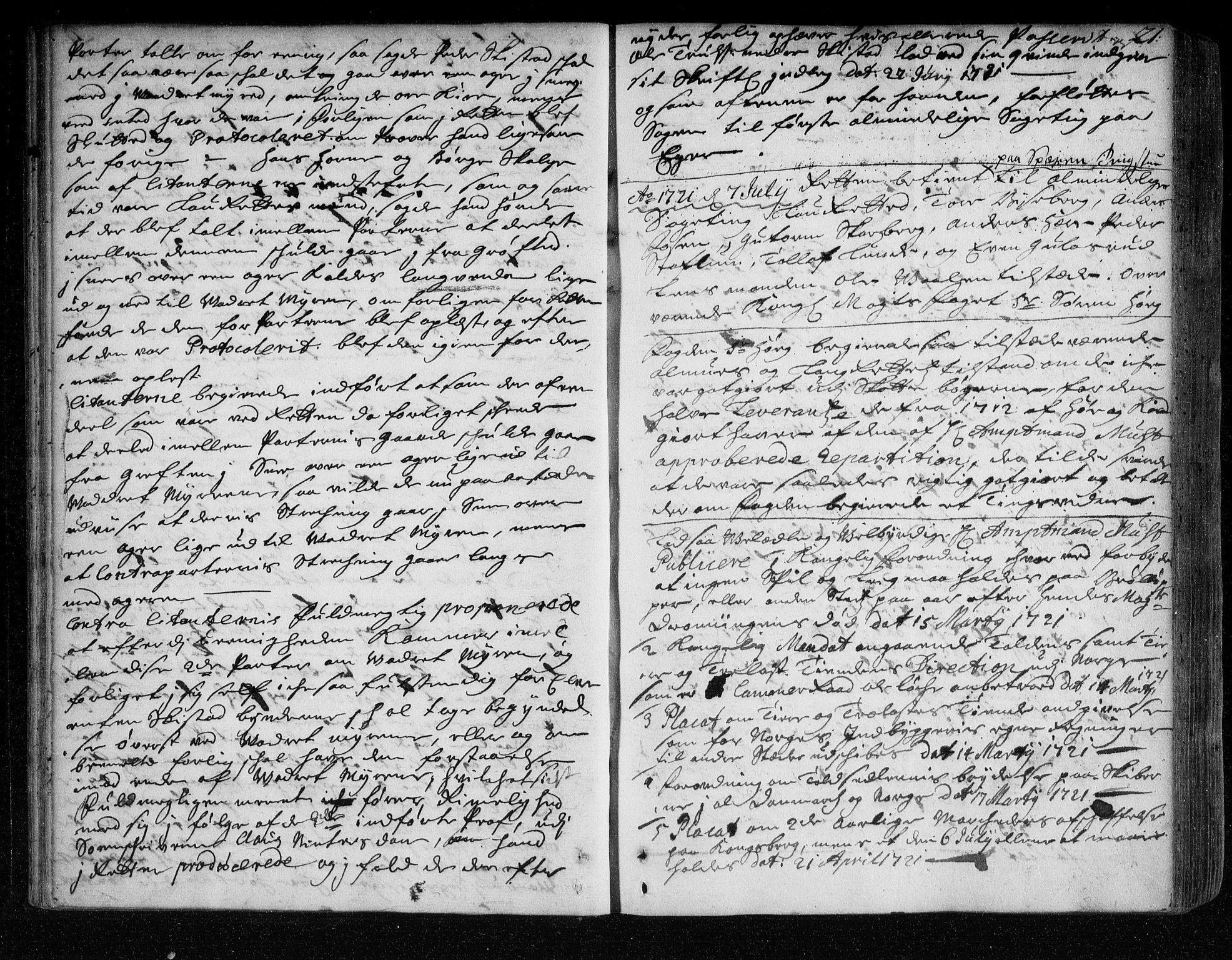 Eiker, Modum og Sigdal sorenskriveri, AV/SAKO-A-123/F/Fa/Faa/L0063: Tingbok, 1721-1722, s. 21