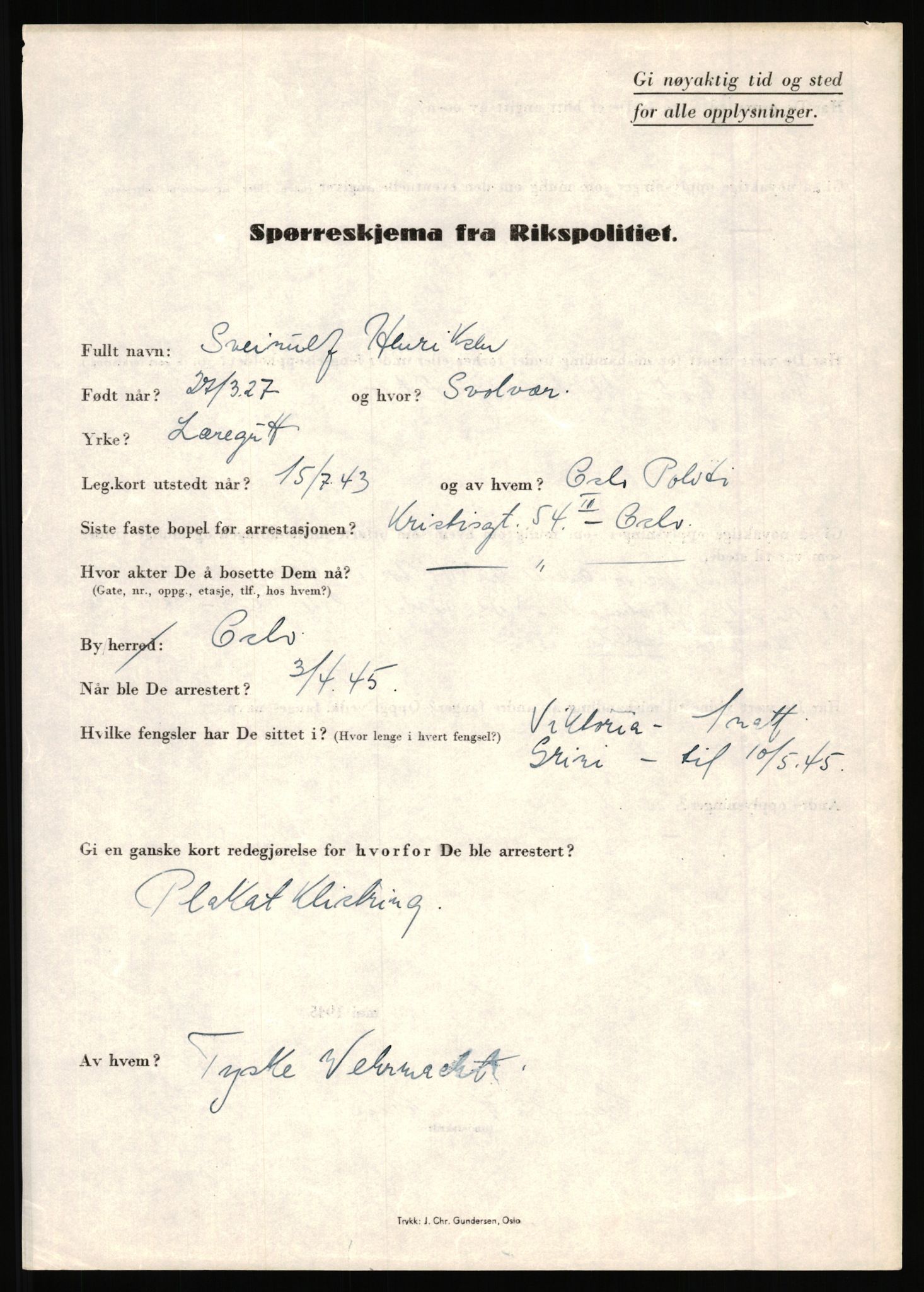 Rikspolitisjefen, AV/RA-S-1560/L/L0007: Heen, Erik C. - Iversen, Trygve, 1940-1945, s. 97