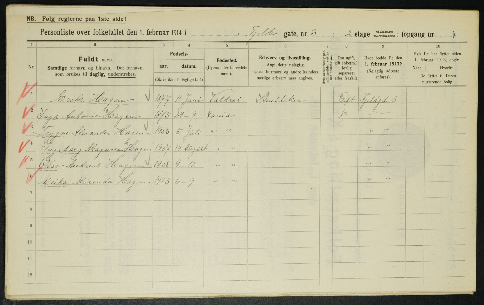 OBA, Kommunal folketelling 1.2.1914 for Kristiania, 1914, s. 24460