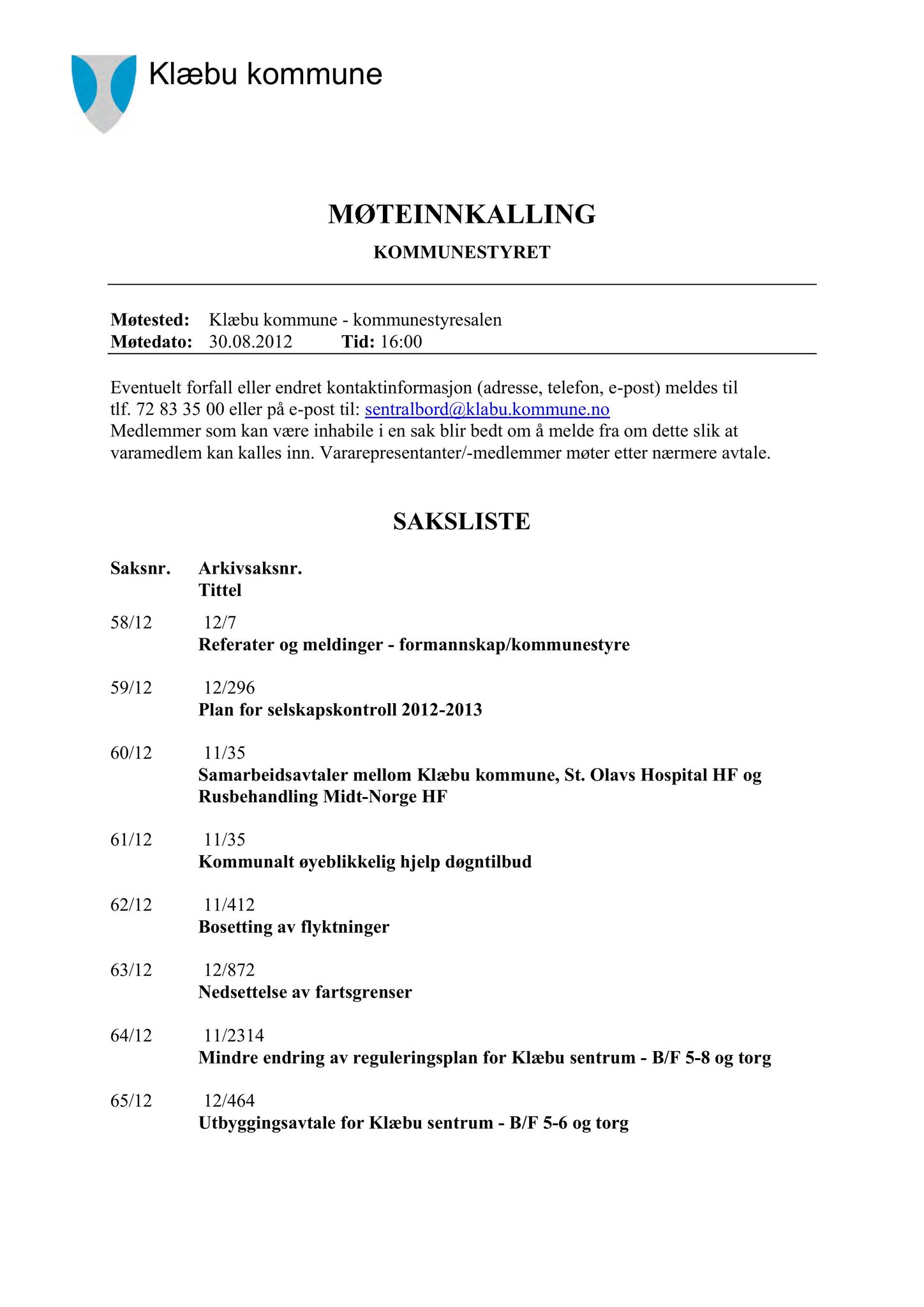 Klæbu Kommune, TRKO/KK/01-KS/L005: Kommunestyret - Møtedokumenter, 2012, s. 1187