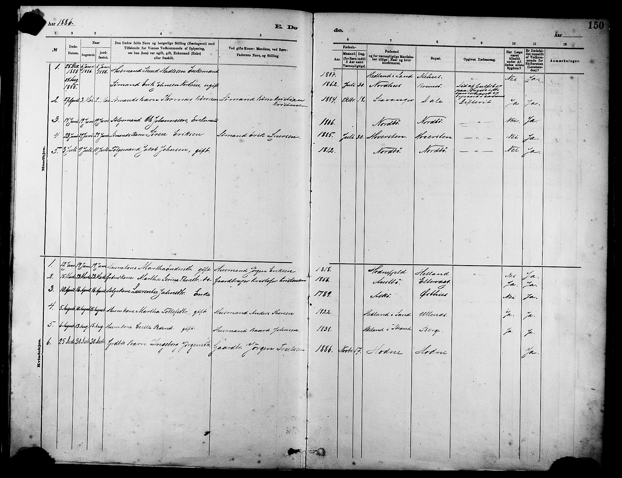 Rennesøy sokneprestkontor, SAST/A -101827/H/Ha/Haa/L0012: Ministerialbok nr. A 13, 1885-1917, s. 150