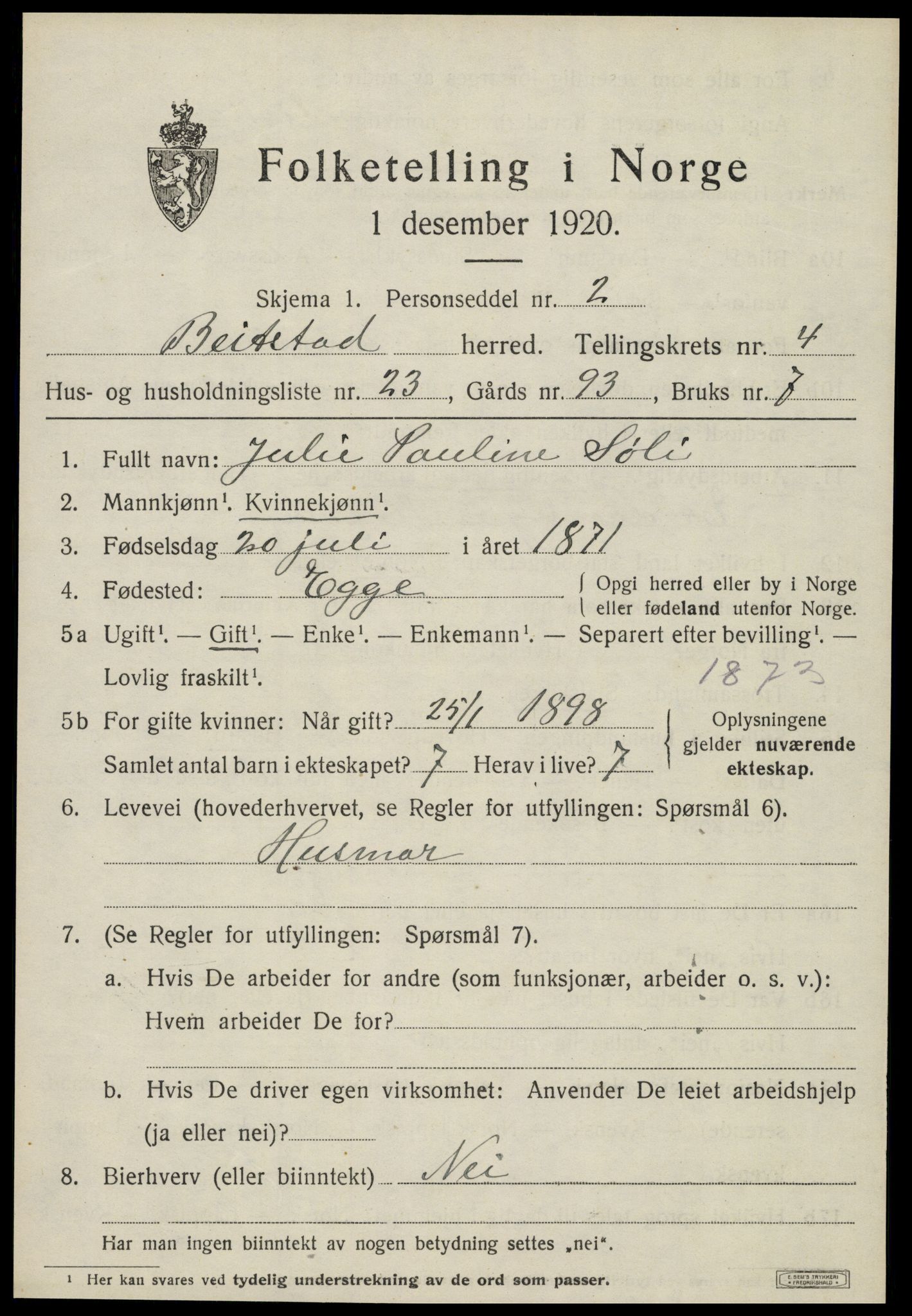 SAT, Folketelling 1920 for 1727 Beitstad herred, 1920, s. 3217