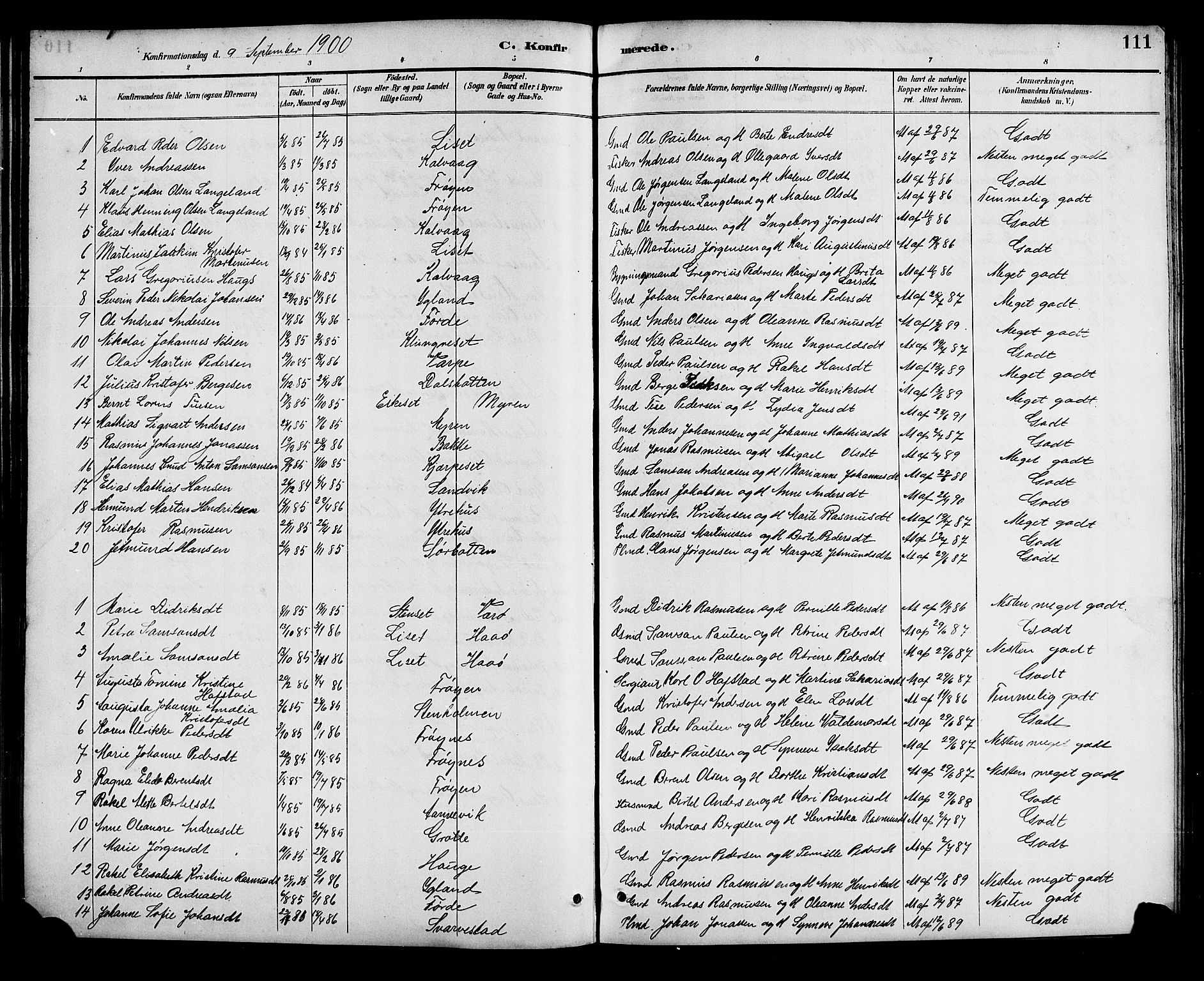 Bremanger sokneprestembete, AV/SAB-A-82201/H/Hab/Haba/L0003: Klokkerbok nr. A 3, 1890-1908, s. 111
