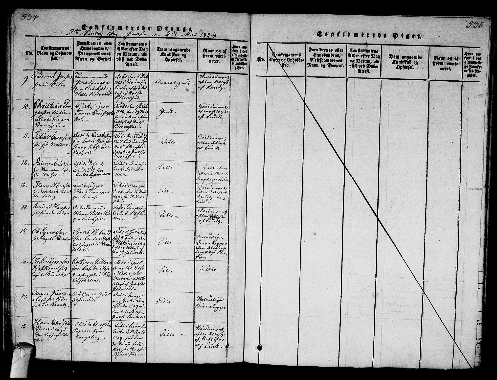 Strømsø kirkebøker, AV/SAKO-A-246/G/Ga/L0001: Klokkerbok nr. 1, 1815-1829, s. 534-535