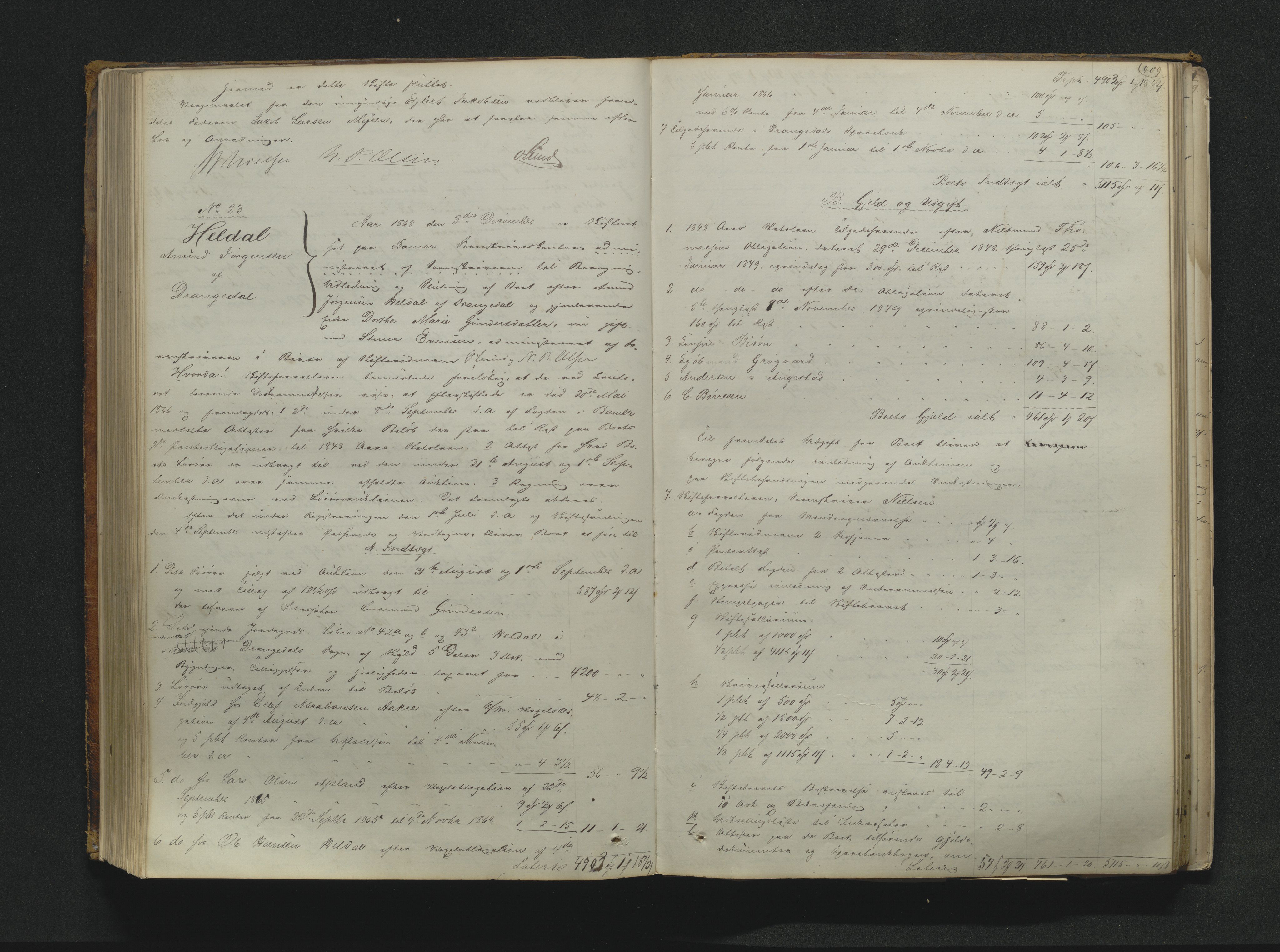 Bamble sorenskriveri, SAKO/A-214/H/Hb/Hbd/L0007A: Skifteutlodningsprotokoll, 1865-1870, s. 408-409
