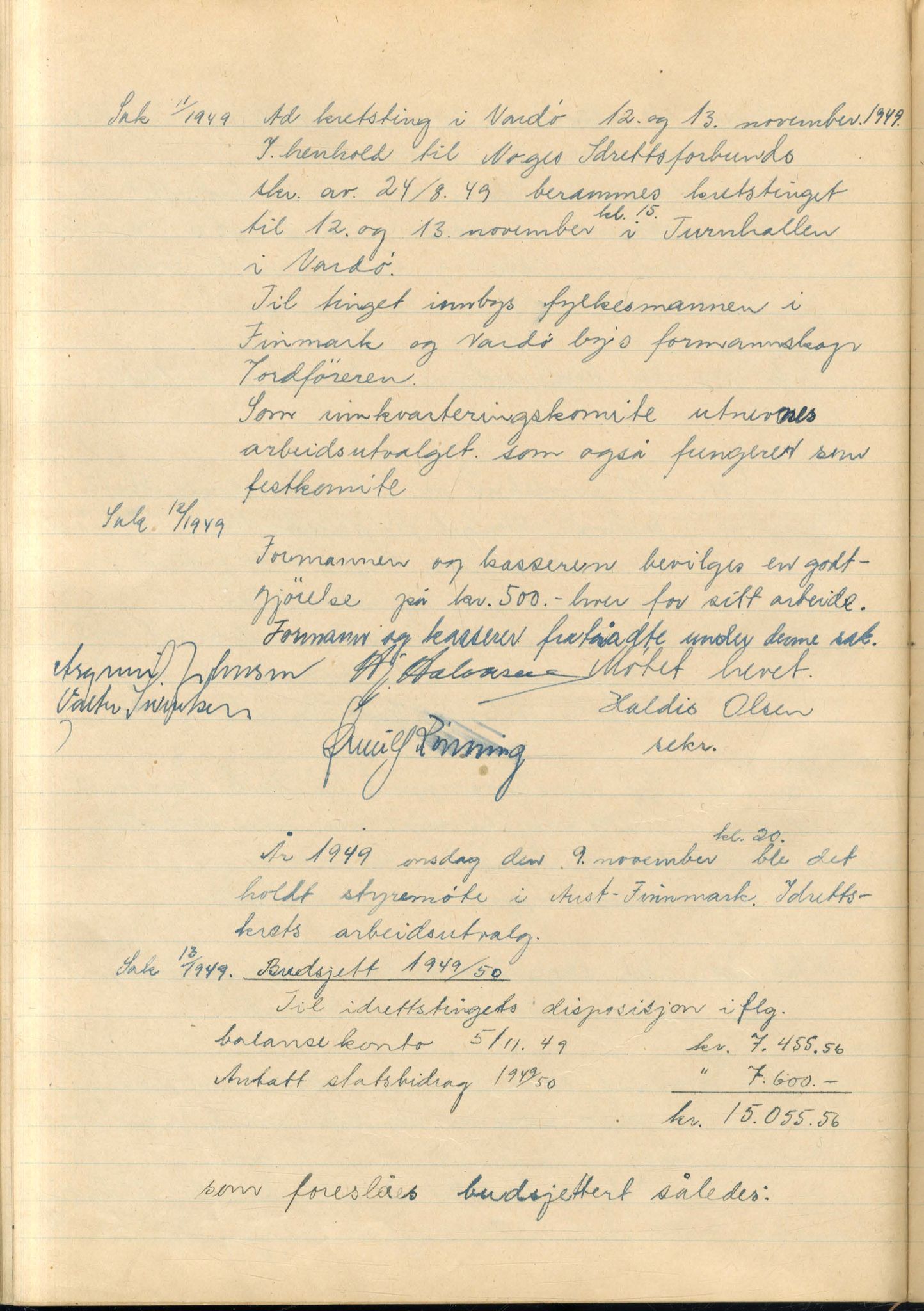 Aust-Finnmark Idrettskrets , FMFB/A-1041/A/L0001: Møteprotokoll for interimstyre, 1945-1951, s. 125