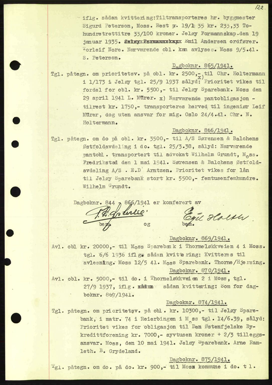 Moss sorenskriveri, SAO/A-10168: Pantebok nr. B10, 1940-1941, Dagboknr: 865/1941