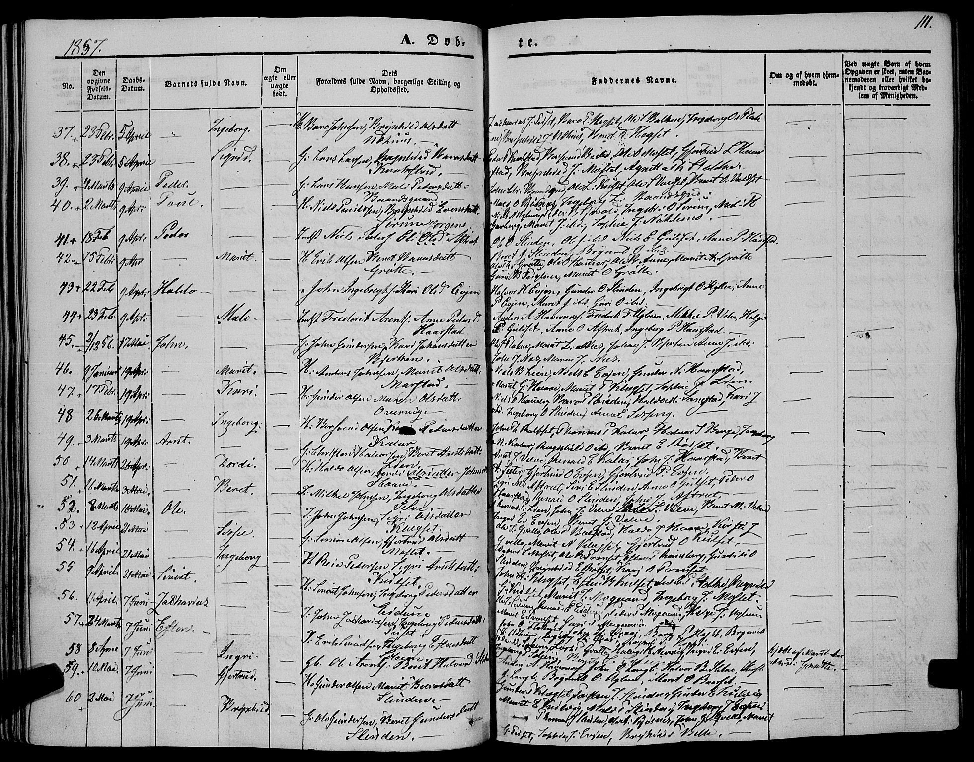 Ministerialprotokoller, klokkerbøker og fødselsregistre - Sør-Trøndelag, SAT/A-1456/695/L1145: Ministerialbok nr. 695A06 /1, 1843-1859, s. 111