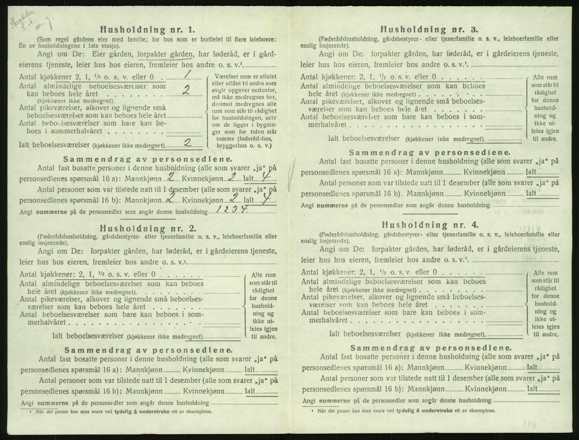 SAK, Folketelling 1920 for 0936 Hornnes herred, 1920, s. 398