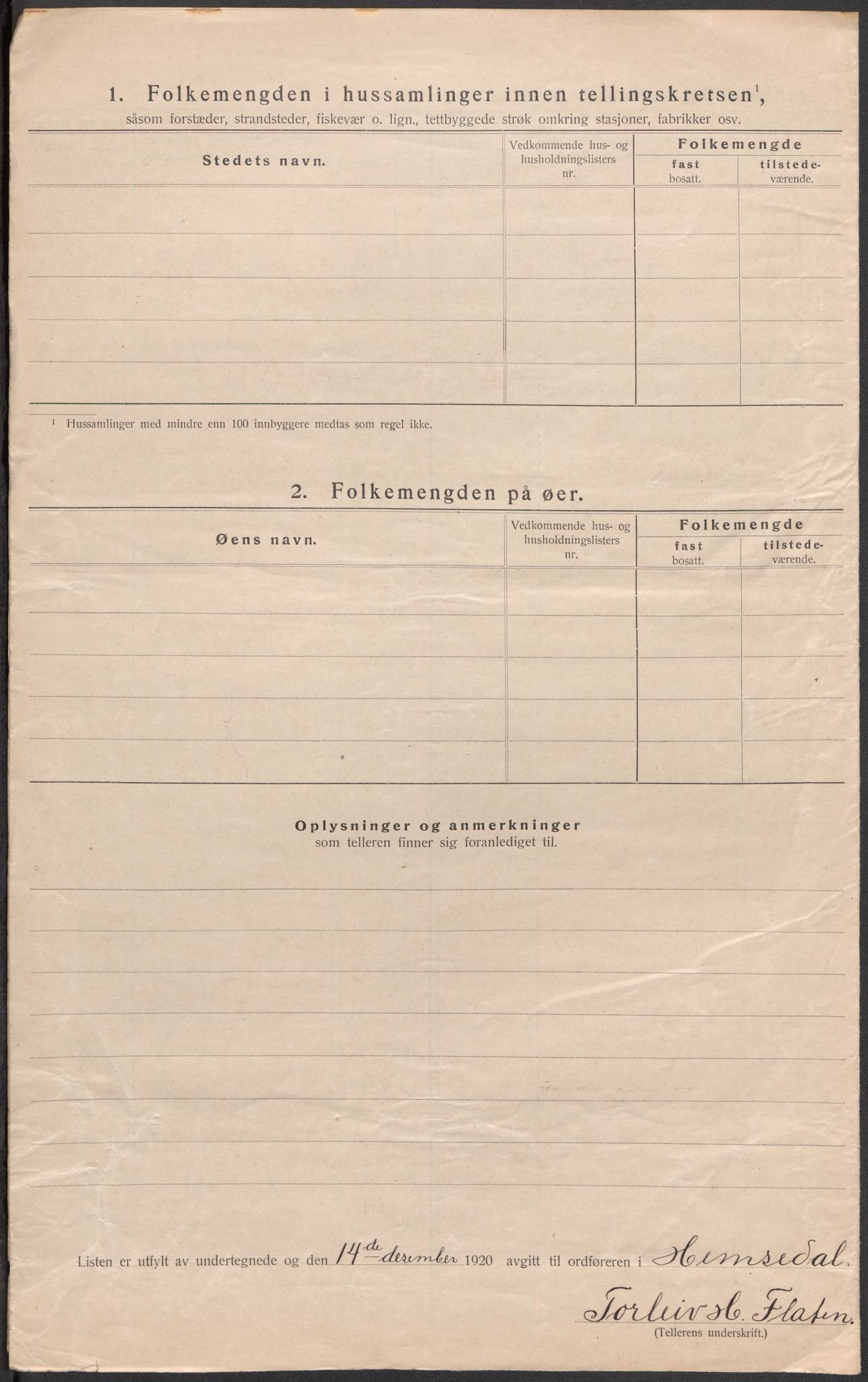 SAKO, Folketelling 1920 for 0618 Hemsedal herred, 1920, s. 10