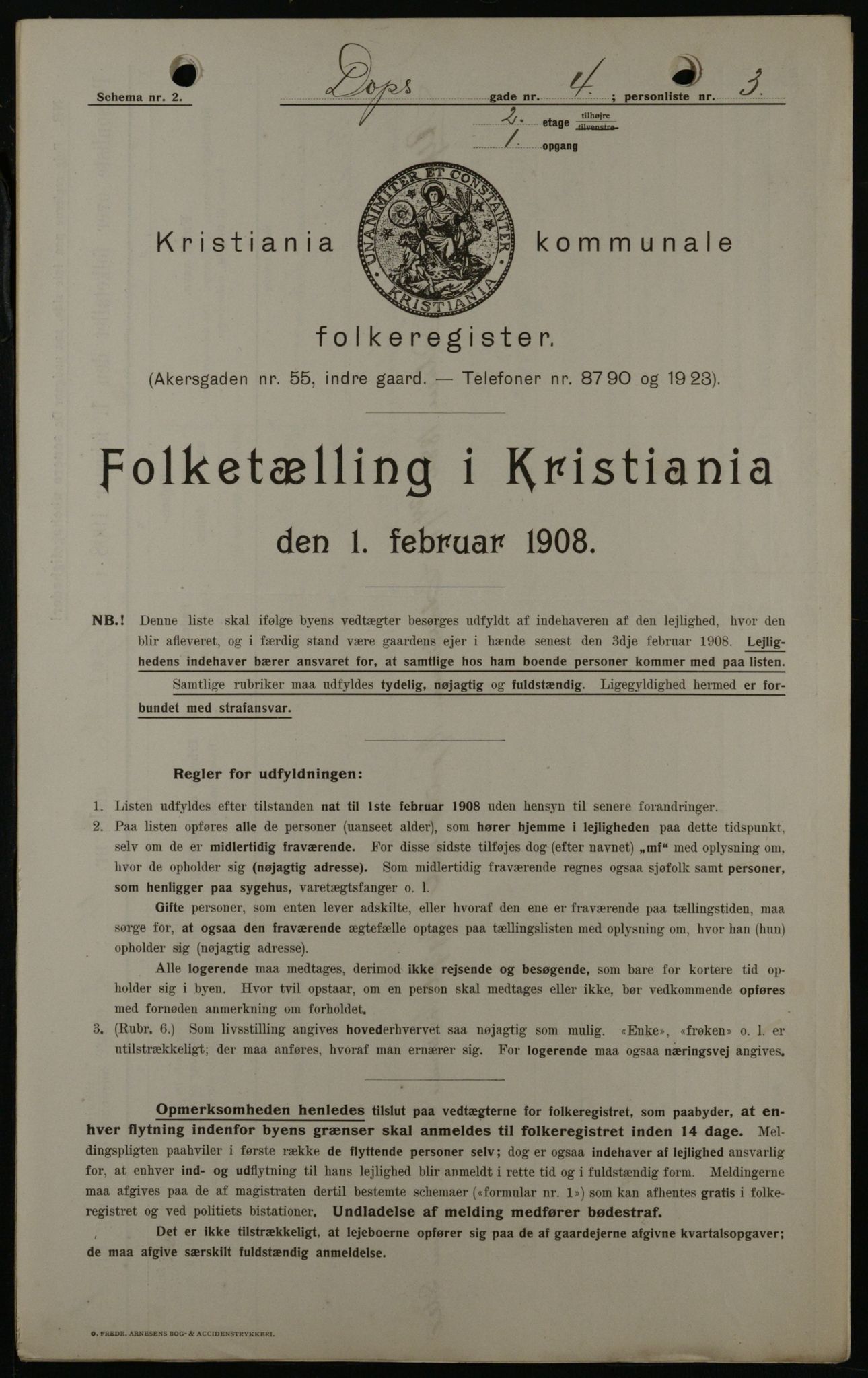 OBA, Kommunal folketelling 1.2.1908 for Kristiania kjøpstad, 1908, s. 14807