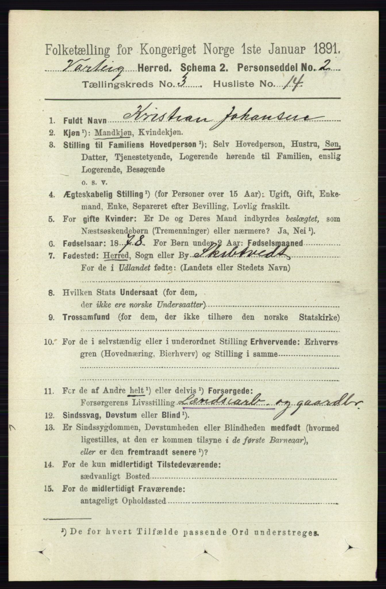 RA, Folketelling 1891 for 0114 Varteig herred, 1891, s. 1222