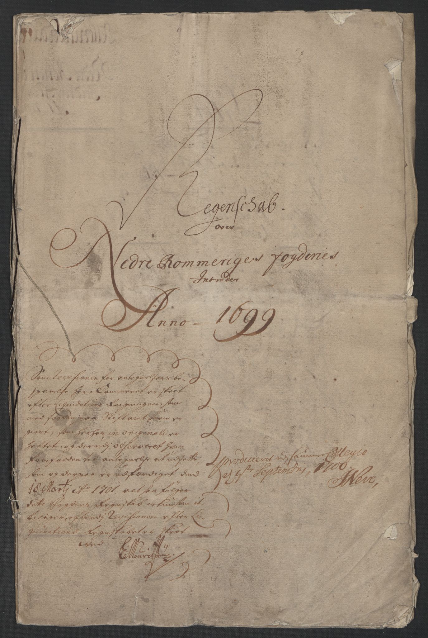 Rentekammeret inntil 1814, Reviderte regnskaper, Fogderegnskap, RA/EA-4092/R11/L0582: Fogderegnskap Nedre Romerike, 1699, s. 5
