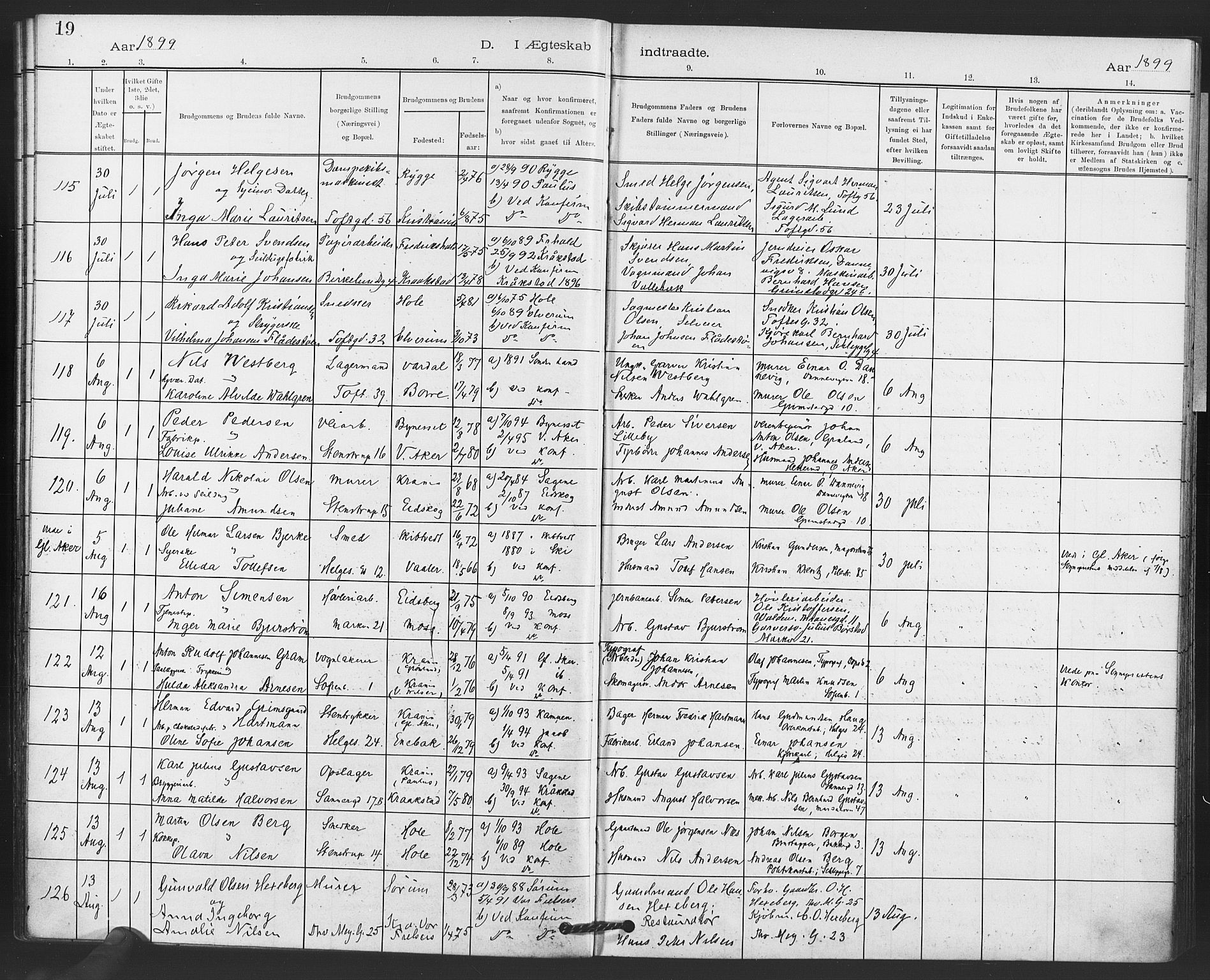Paulus prestekontor Kirkebøker, AV/SAO-A-10871/F/Fa/L0010: Ministerialbok nr. 10, 1898-1906, s. 19