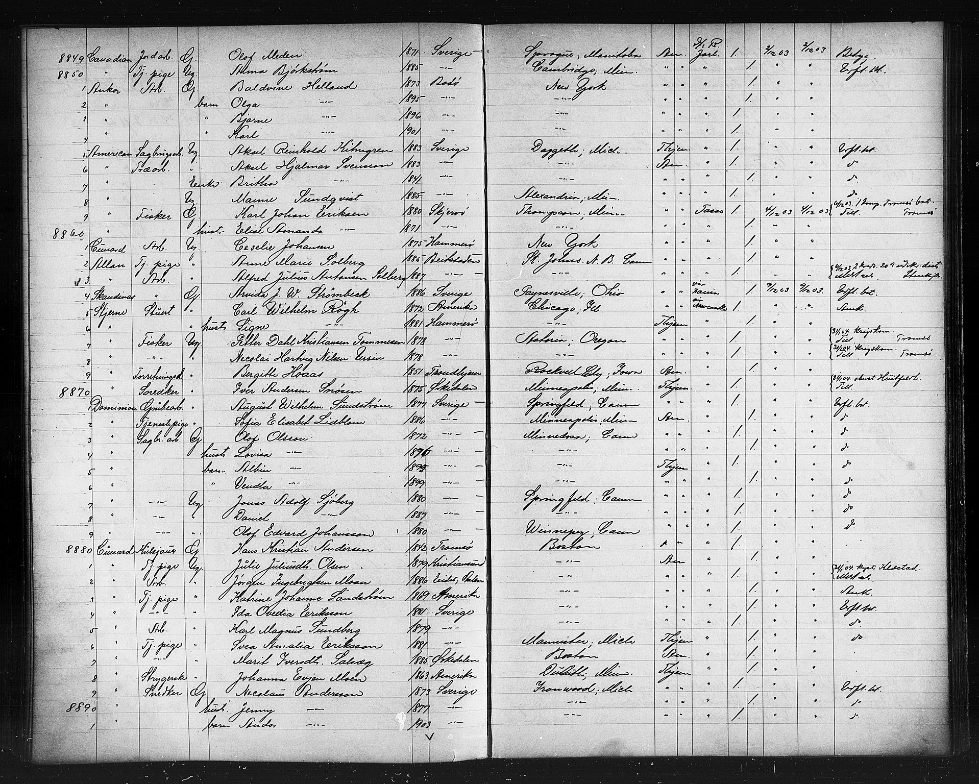 Trondheim politikammer, AV/SAT-A-1887/1/32/L0012: Emigrantprotokoll XI, 1902-1904