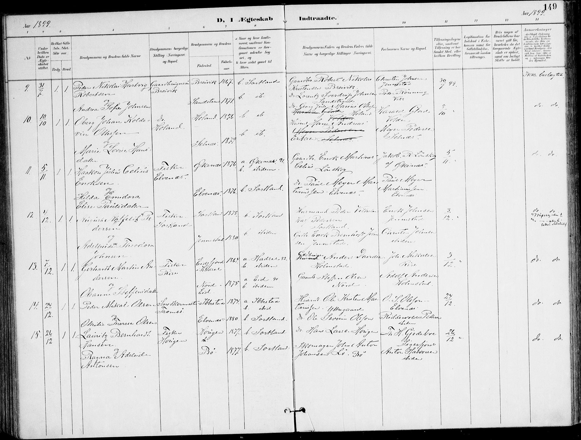 Ministerialprotokoller, klokkerbøker og fødselsregistre - Nordland, AV/SAT-A-1459/895/L1372: Ministerialbok nr. 895A07, 1894-1914, s. 149