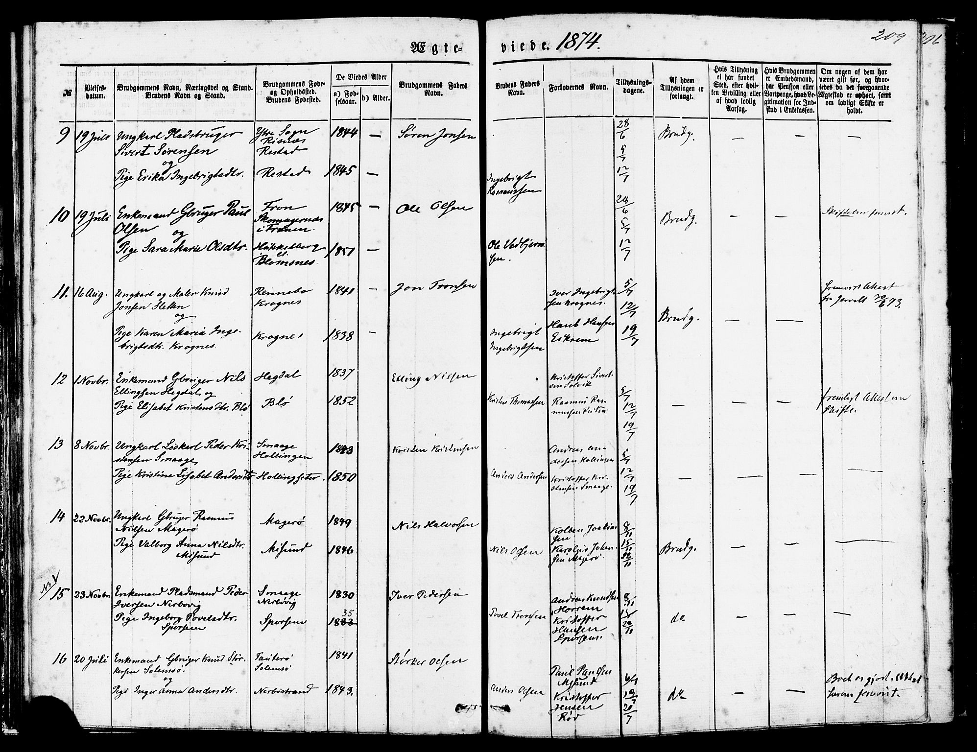 Ministerialprotokoller, klokkerbøker og fødselsregistre - Møre og Romsdal, SAT/A-1454/560/L0720: Ministerialbok nr. 560A04, 1873-1878, s. 209