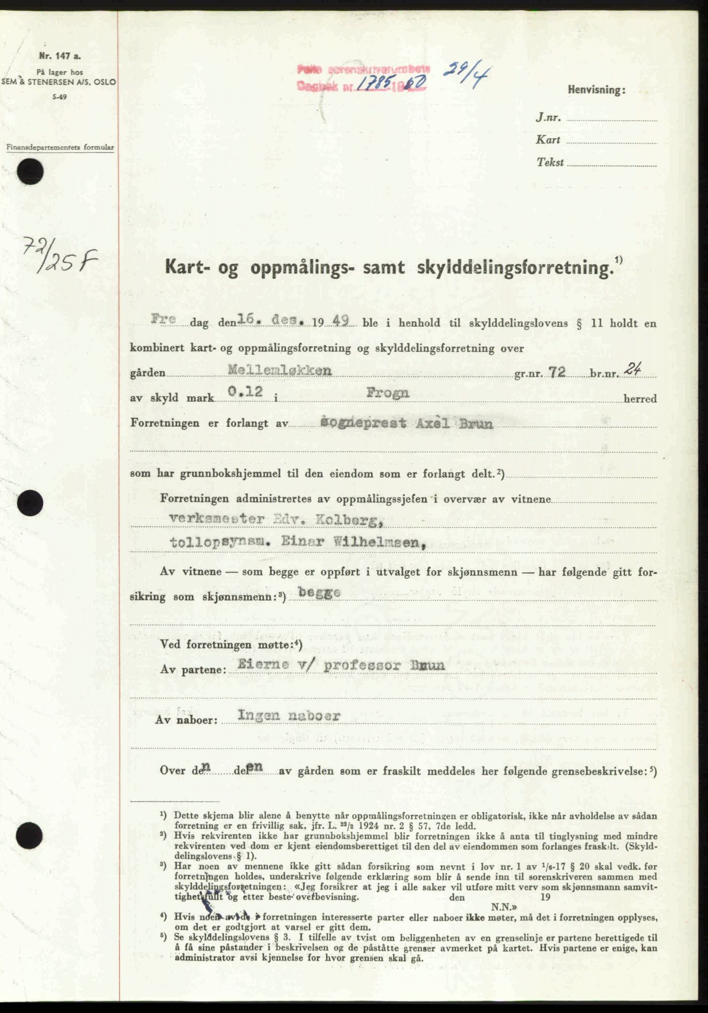 Follo sorenskriveri, SAO/A-10274/G/Ga/Gaa/L0092: Pantebok nr. I 92, 1950-1950, Dagboknr: 1785/1950