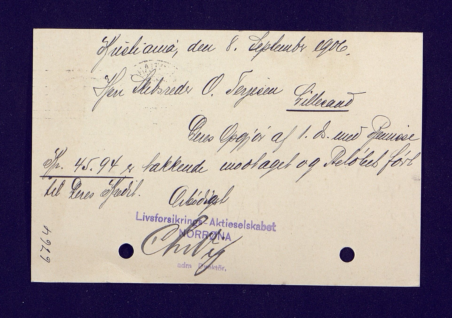 O. Terjesens rederi, AAKS/PA-2525/E/E01/L0016: Korrespondanse, 1907