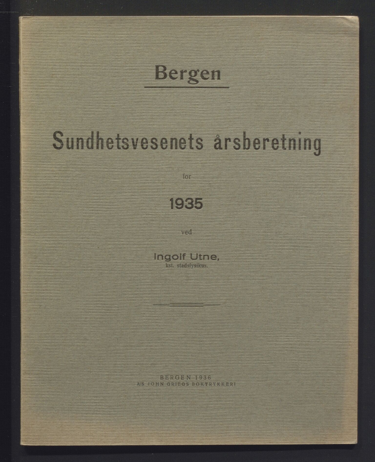 Bergen kommune, Sunnhetsvesen (Bergen helseråd), BBA/A-2617/X/Xa/L0028: Årsmelding, 1935