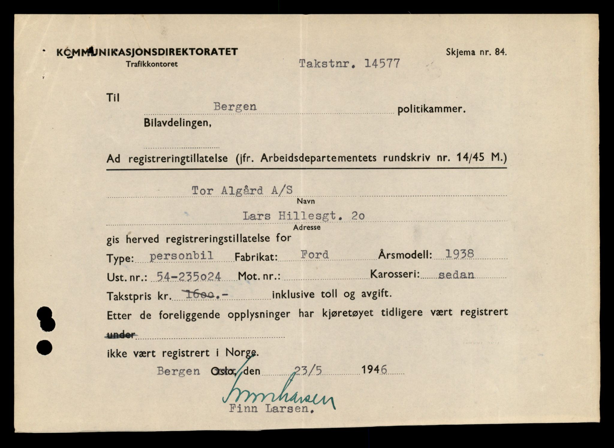 Møre og Romsdal vegkontor - Ålesund trafikkstasjon, AV/SAT-A-4099/F/Fe/L0044: Registreringskort for kjøretøy T 14205 - T 14319, 1927-1998, s. 1434