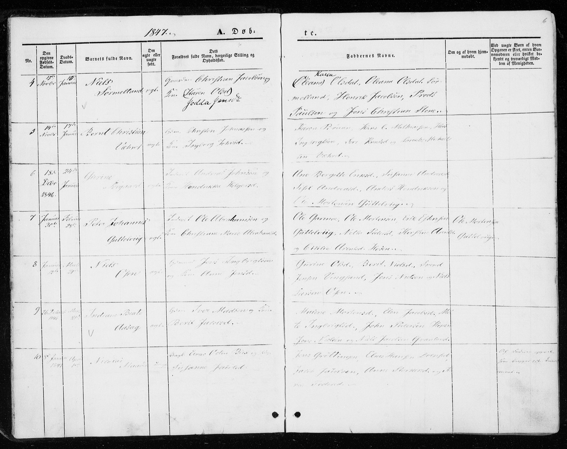 Ministerialprotokoller, klokkerbøker og fødselsregistre - Sør-Trøndelag, SAT/A-1456/657/L0704: Ministerialbok nr. 657A05, 1846-1857, s. 6