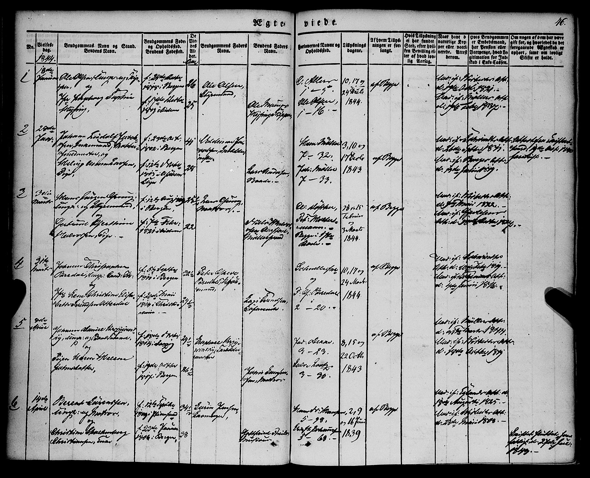 Nykirken Sokneprestembete, AV/SAB-A-77101/H/Haa/L0031: Ministerialbok nr. D 1, 1834-1861, s. 46