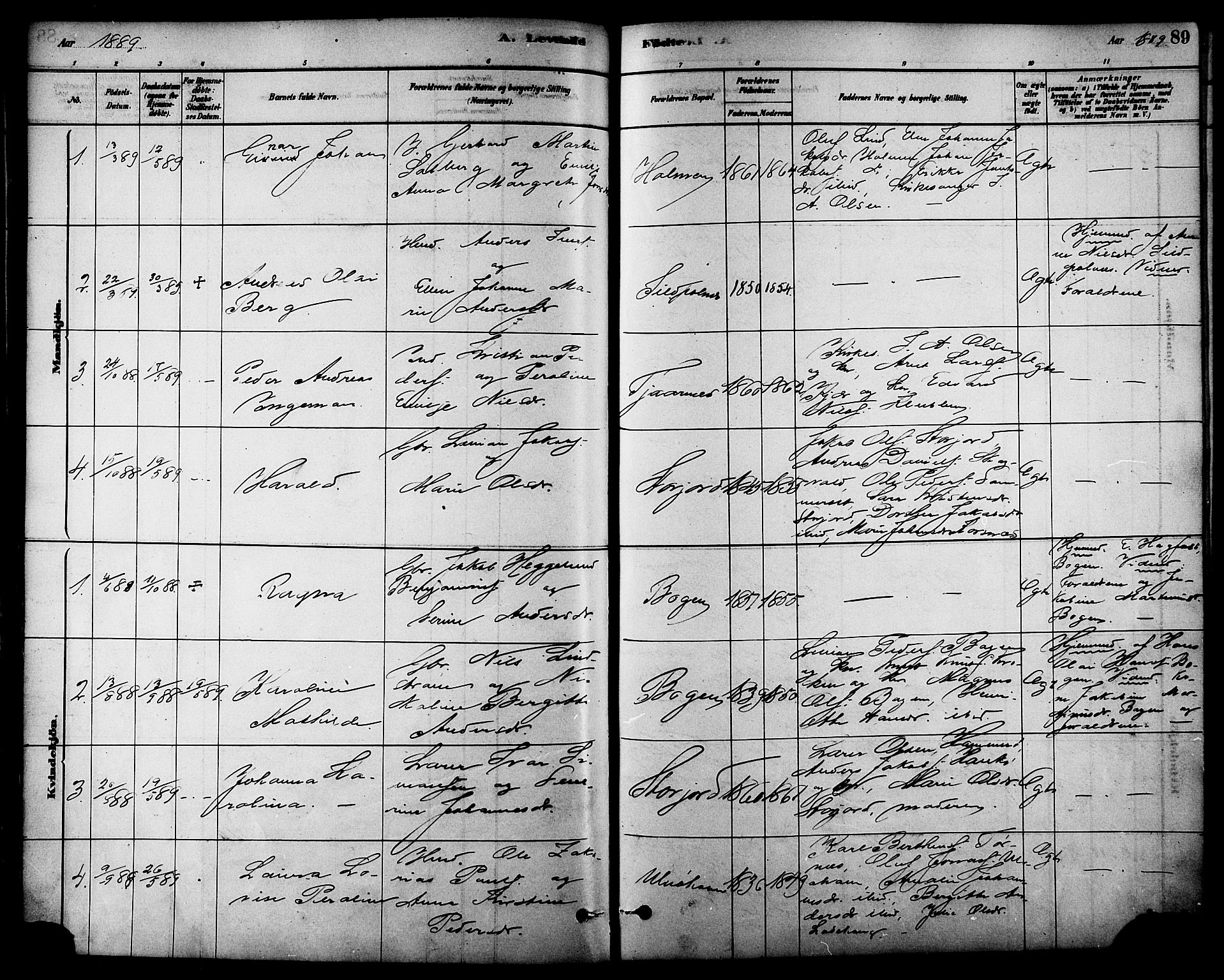 Ministerialprotokoller, klokkerbøker og fødselsregistre - Nordland, AV/SAT-A-1459/861/L0868: Ministerialbok nr. 861A03, 1879-1889, s. 89