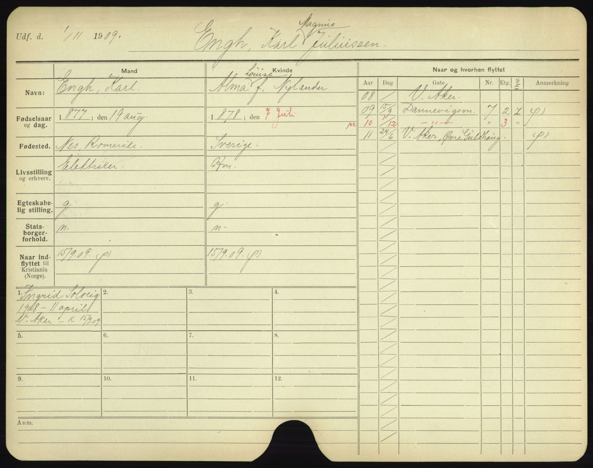 Oslo folkeregister, Registerkort, AV/SAO-A-11715/F/Fa/Fac/L0002: Menn, 1906-1914, s. 923a