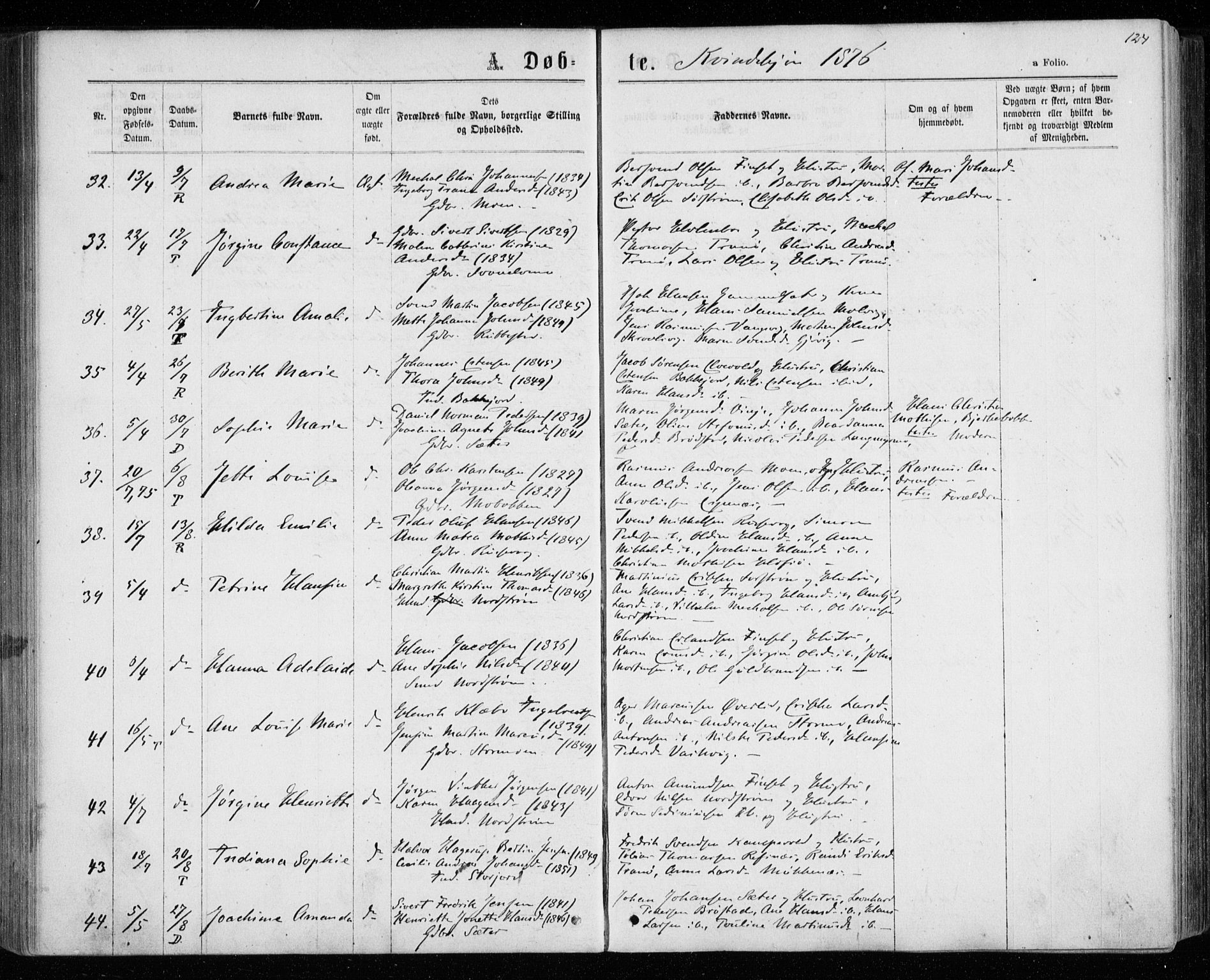 Tranøy sokneprestkontor, AV/SATØ-S-1313/I/Ia/Iaa/L0008kirke: Ministerialbok nr. 8, 1867-1877, s. 124