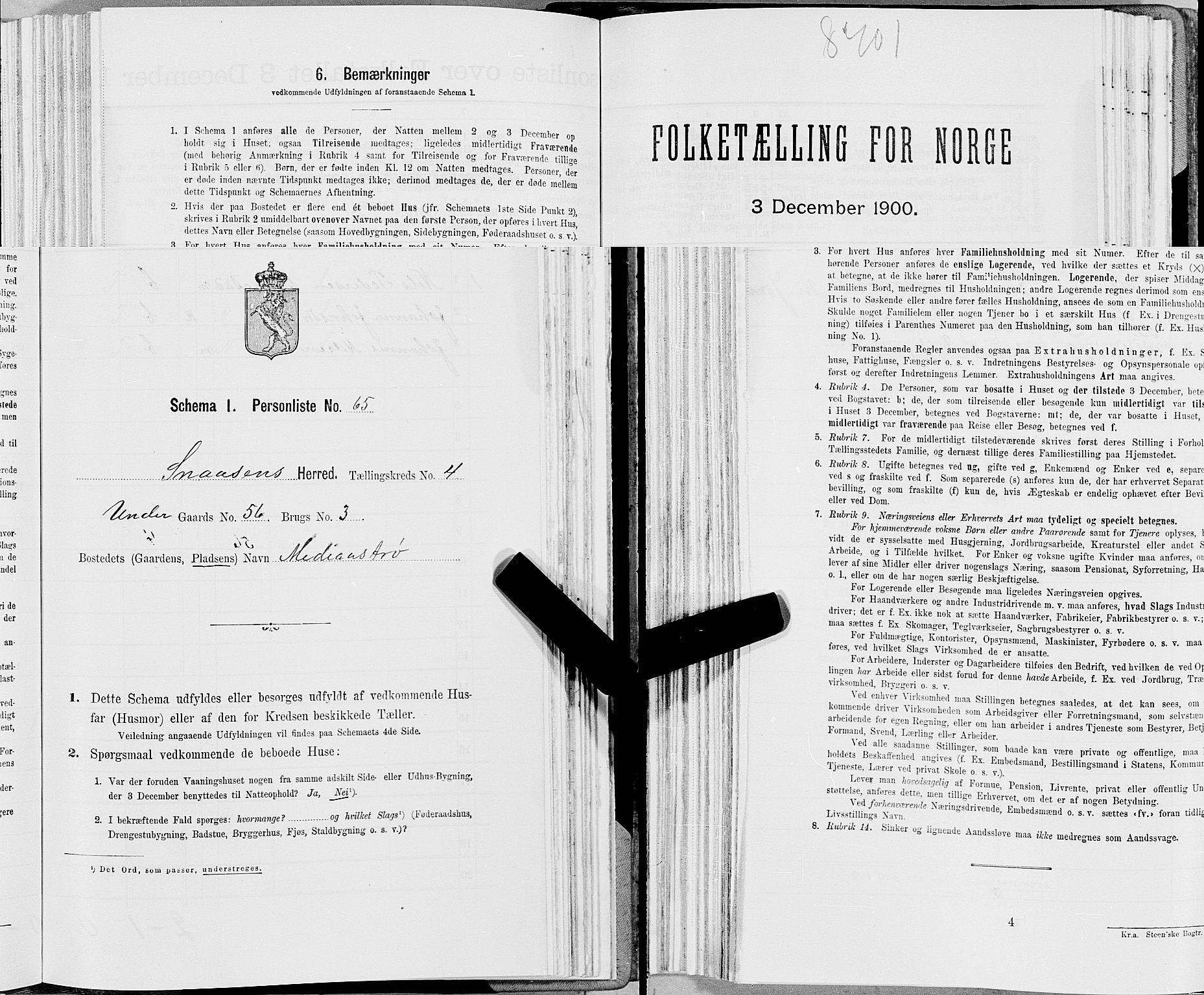 SAT, Folketelling 1900 for 1736 Snåsa herred, 1900, s. 1033