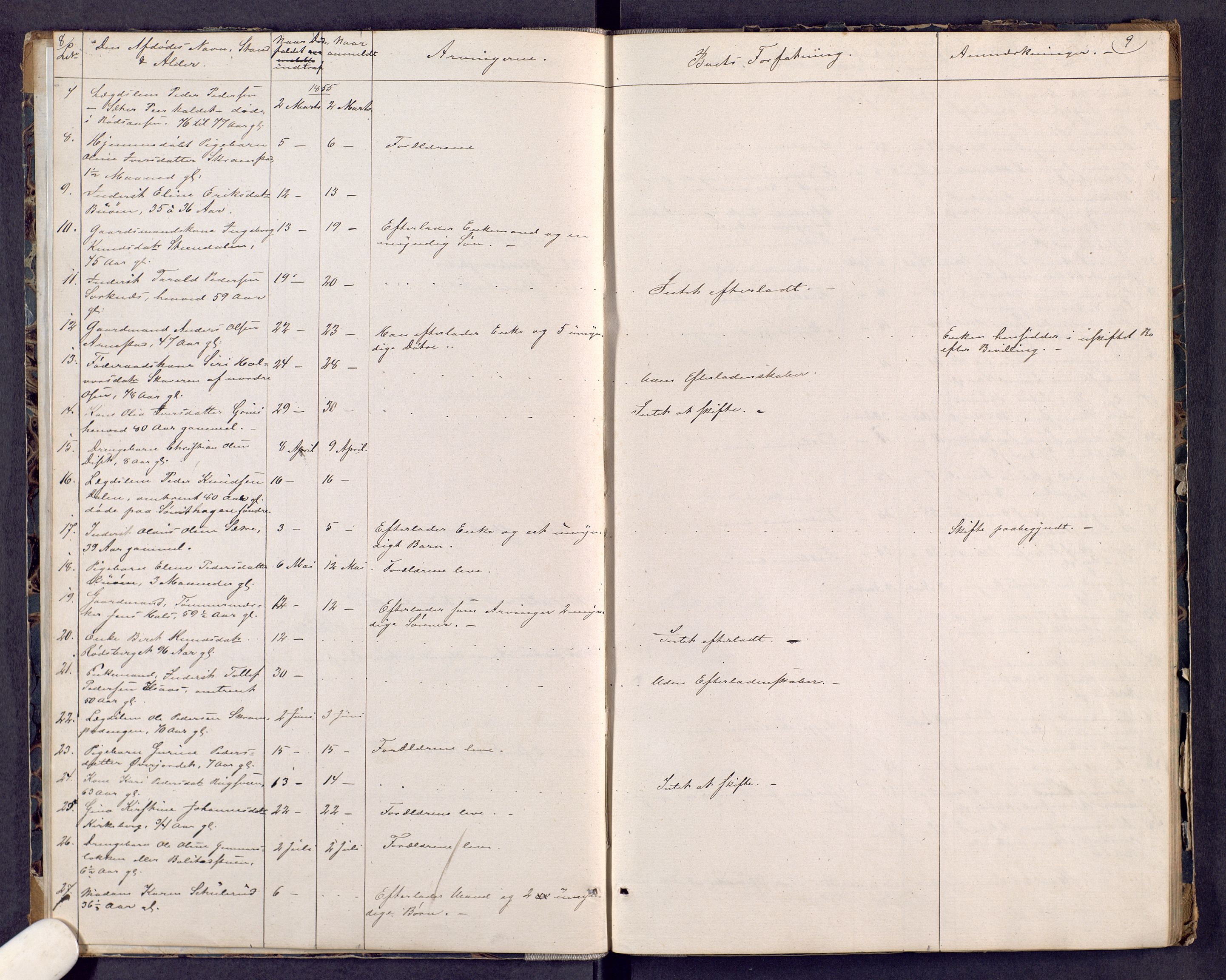 Sør-Østerdal sorenskriveri, AV/SAH-TING-018/J/Jg/L0010: Dødsfallsjournal, 1853-1872, s. 8-9