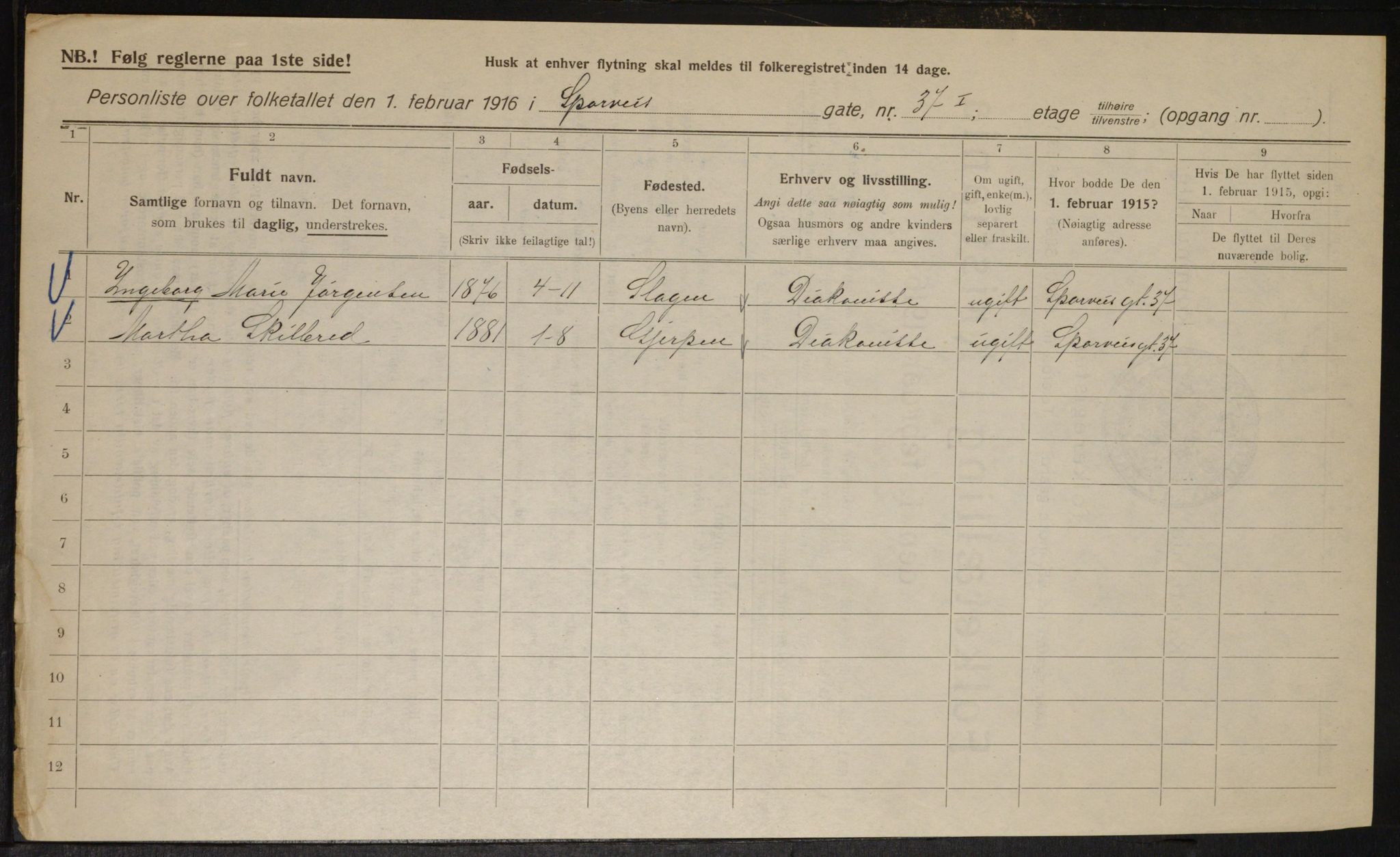 OBA, Kommunal folketelling 1.2.1916 for Kristiania, 1916, s. 103250