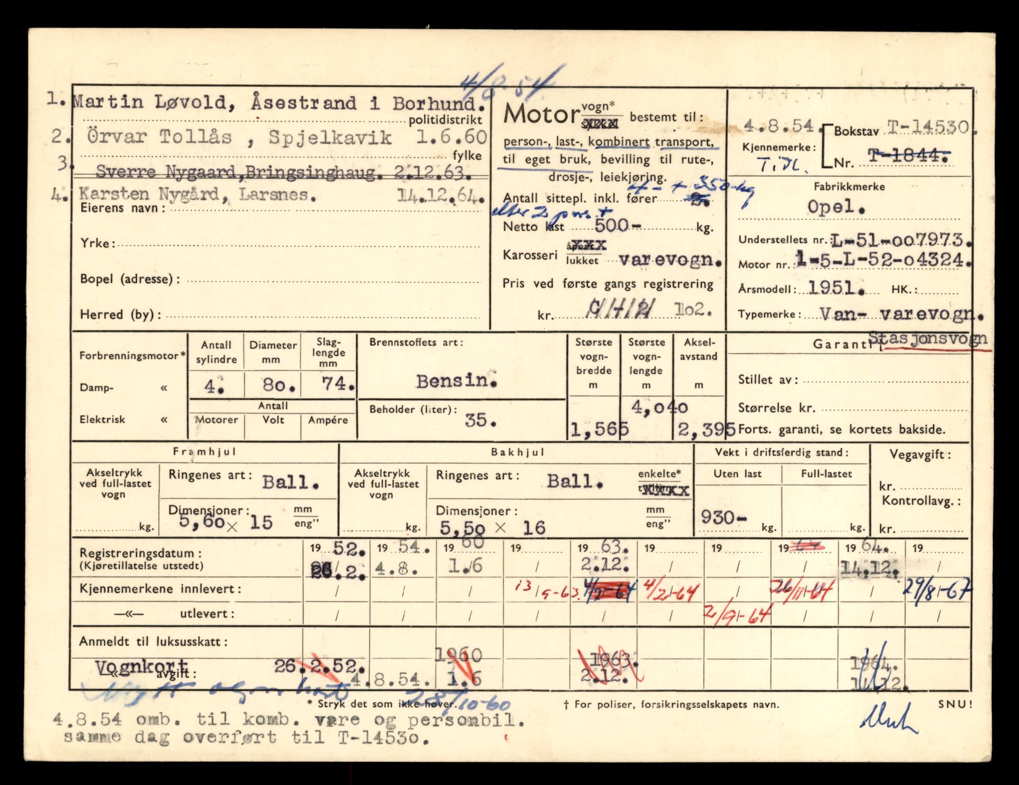 Møre og Romsdal vegkontor - Ålesund trafikkstasjon, AV/SAT-A-4099/F/Fe/L0046: Registreringskort for kjøretøy T 14445 - T 14579, 1927-1998